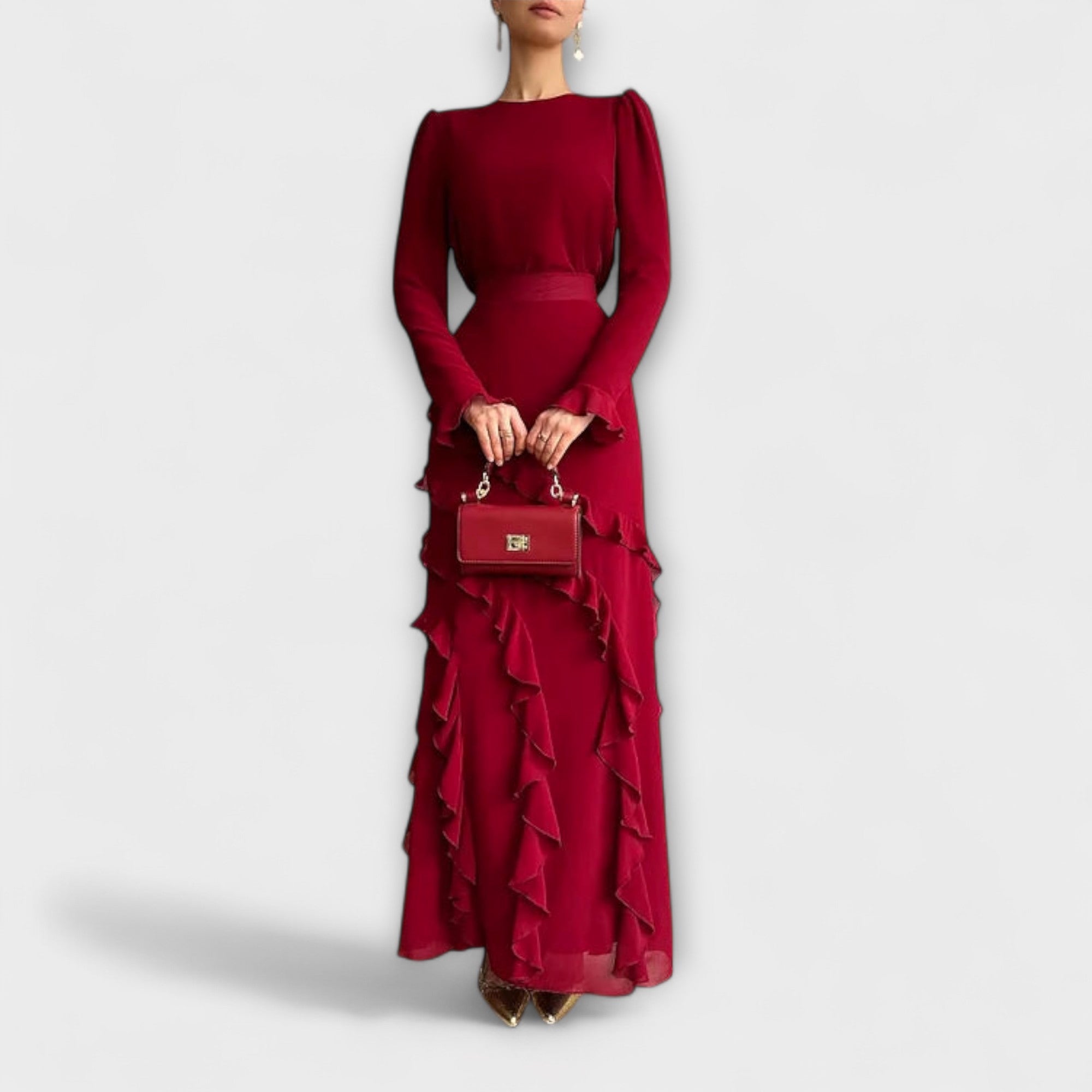 Fallon - Rochie slim fit cu volane tridimensionale