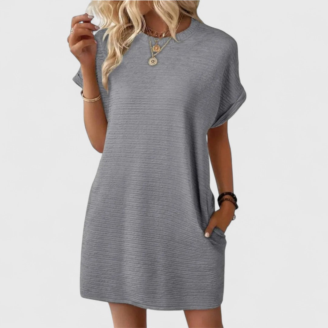 Angela - Rochie casual minimalistă cu decolteu rotund