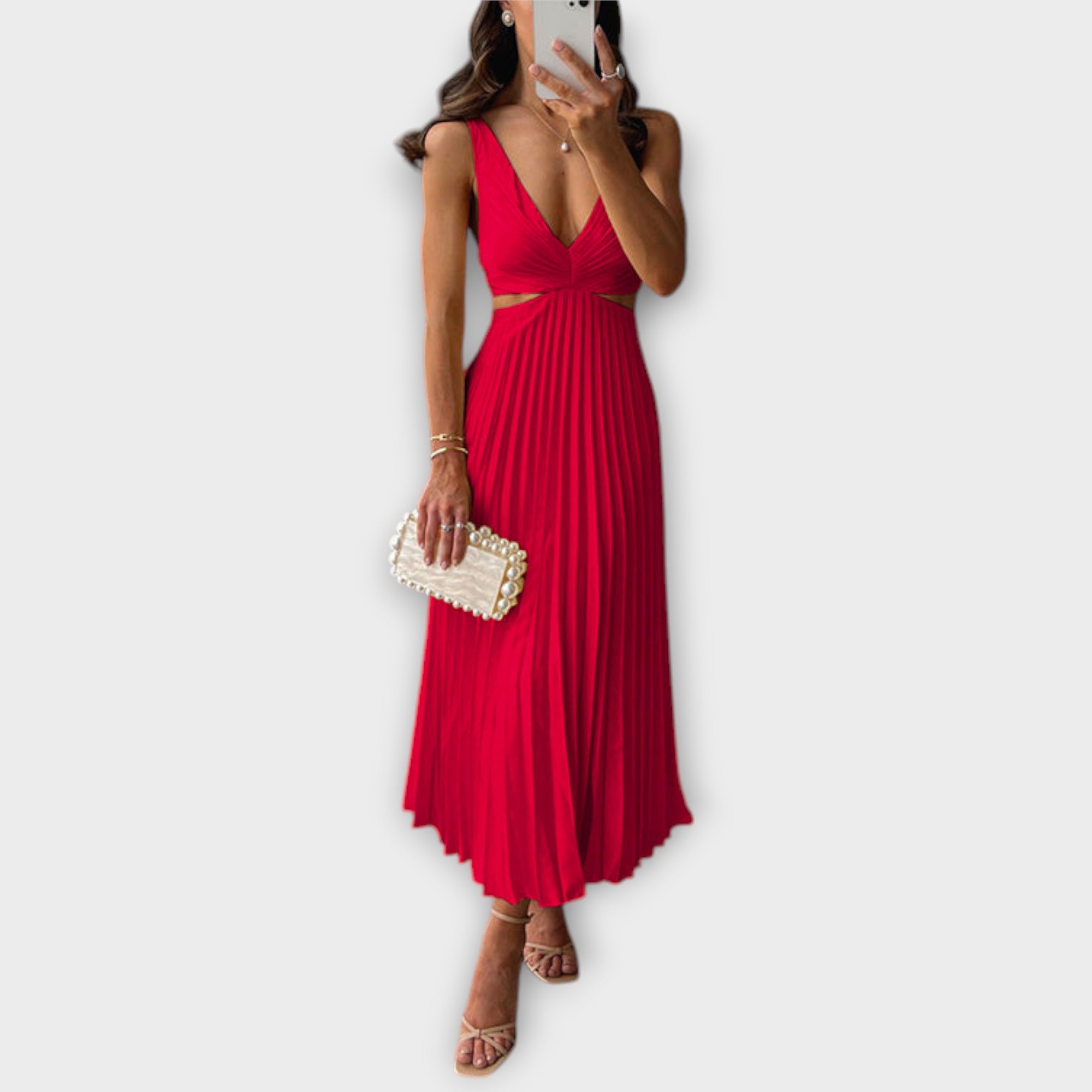 Geantă de mână elegantă midi pentru seară cu plisé