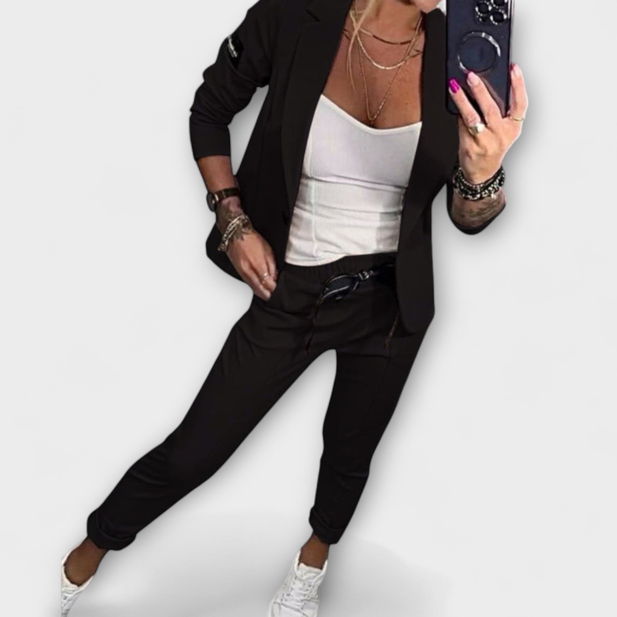 Malou - Set coordonat din top, jachetă și pantaloni