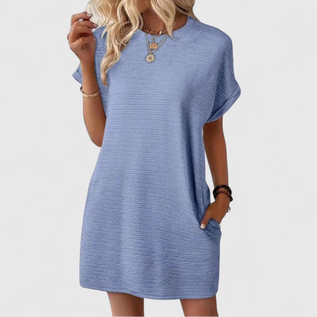 Angela - Rochie casual minimalistă cu decolteu rotund