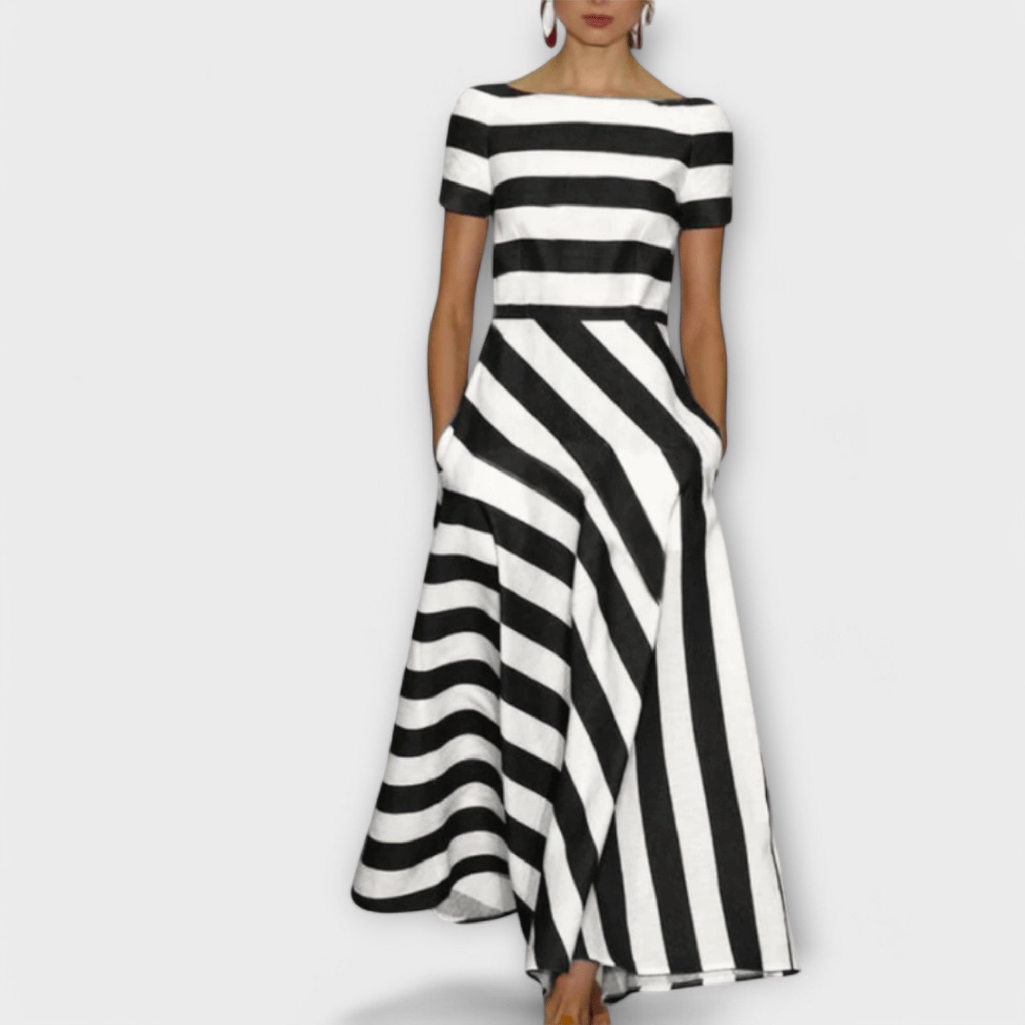 Janell - Rochie maxi cu dungi