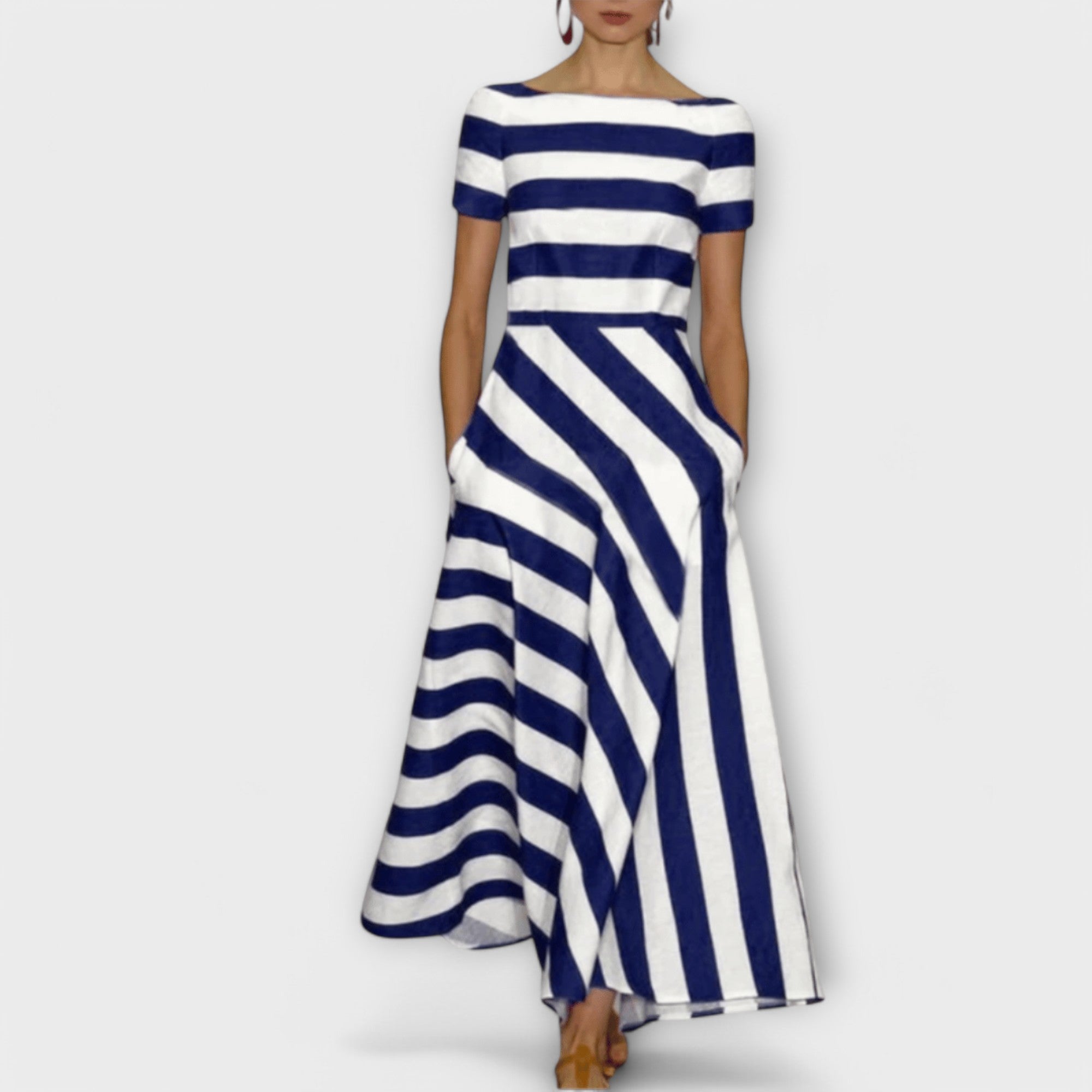 Janell - Rochie maxi cu dungi