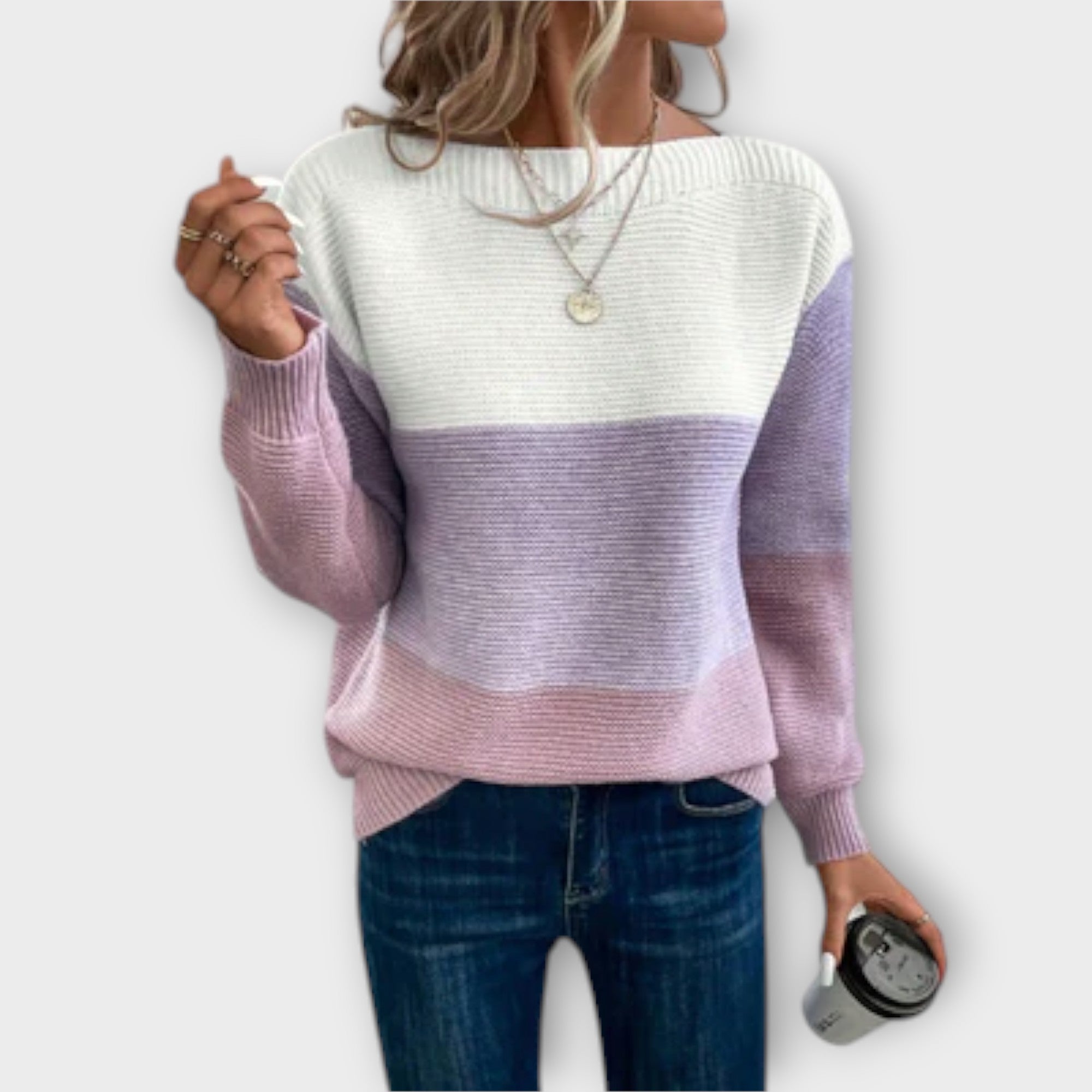 Clara - Pulover elegant patchwork în trei culori