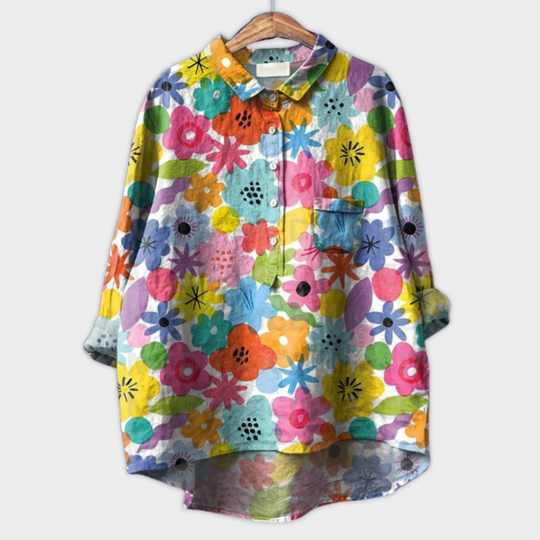 Magdalena - Bluza pentru femei făcută manual, cu design floral