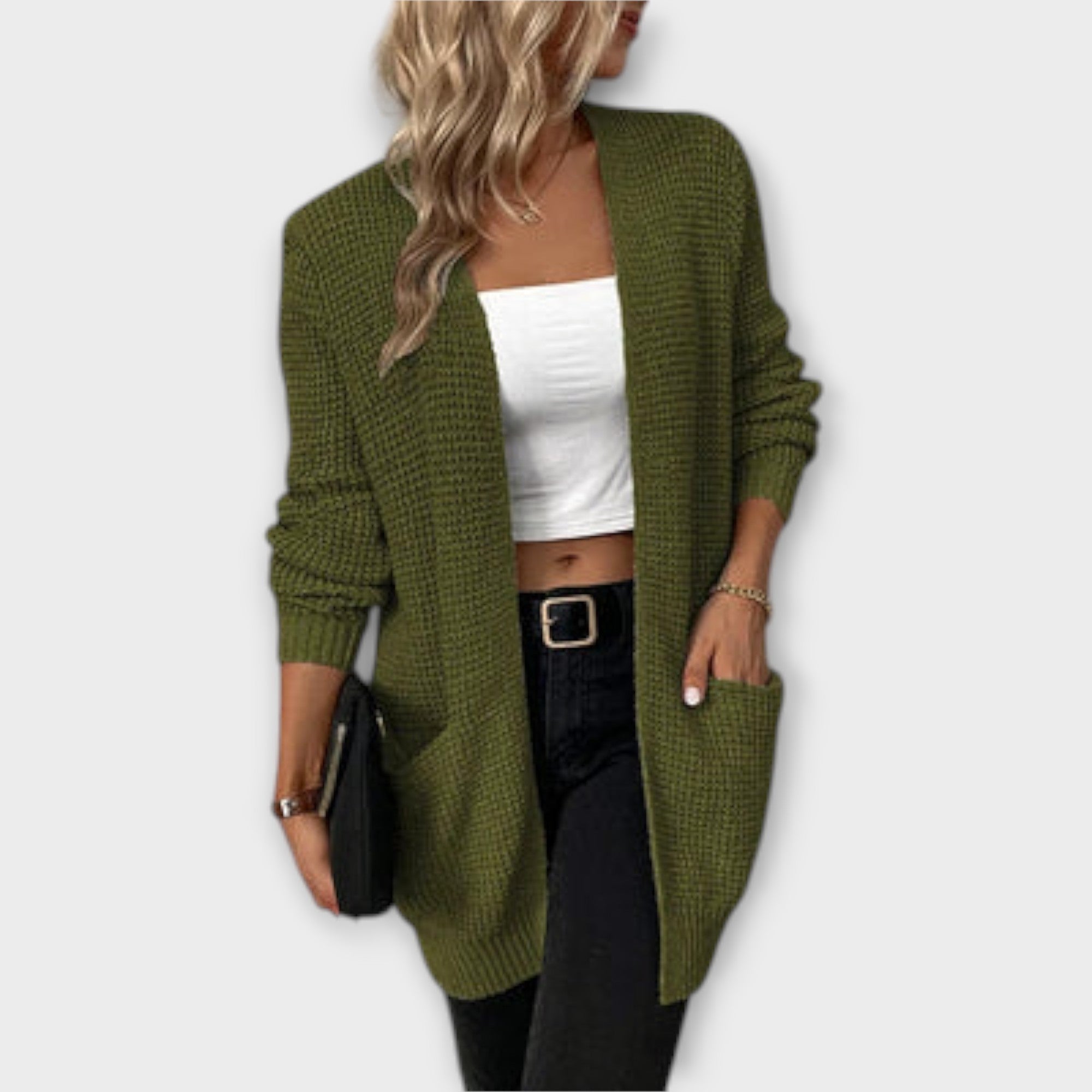 Nancy - cardigan casual tricotat cu buzunare