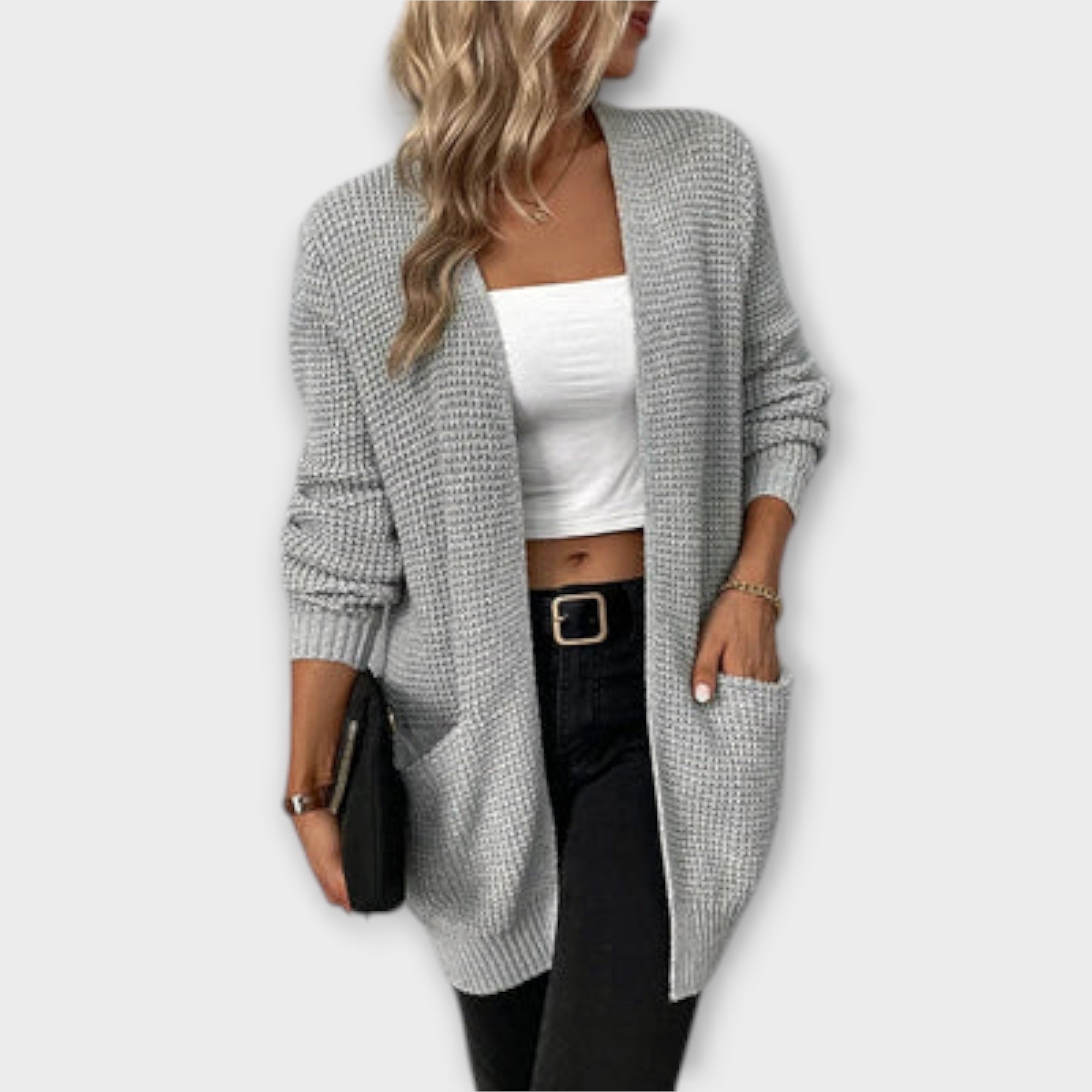 Nancy - cardigan casual tricotat cu buzunare