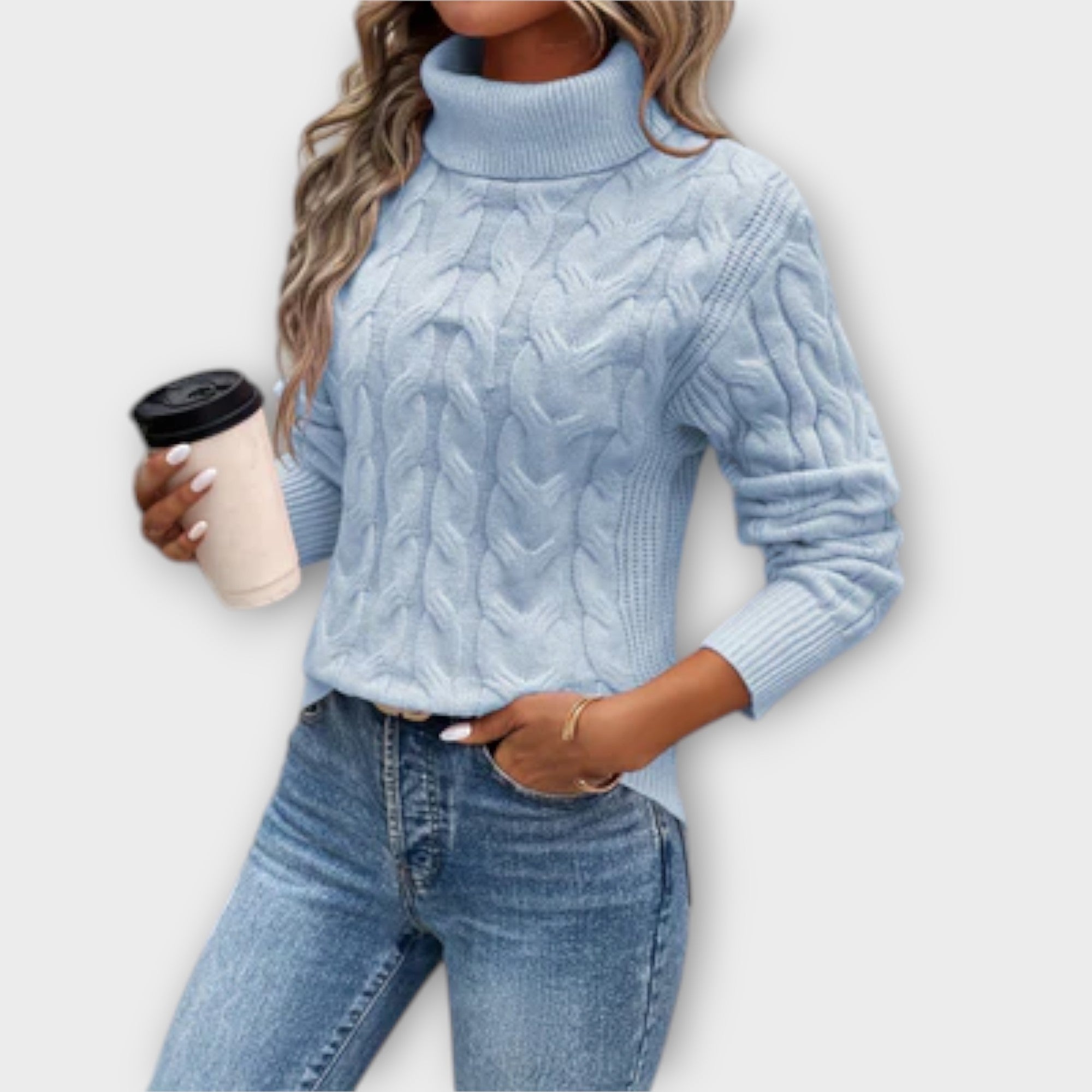 Amelia – Pulover elegant cu guler înalt din tricot