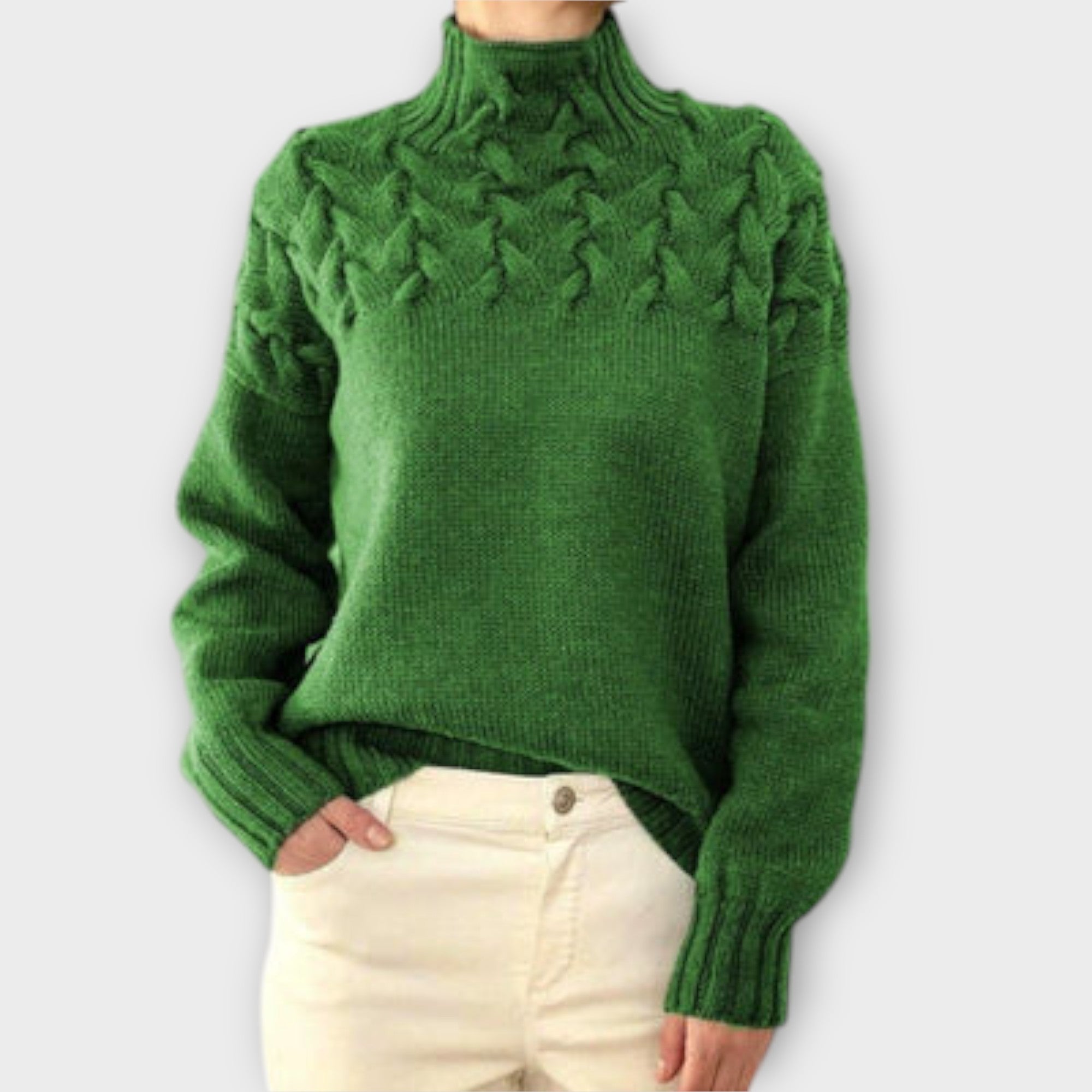Eva - Pulover dama cu detaliu tricot împletit