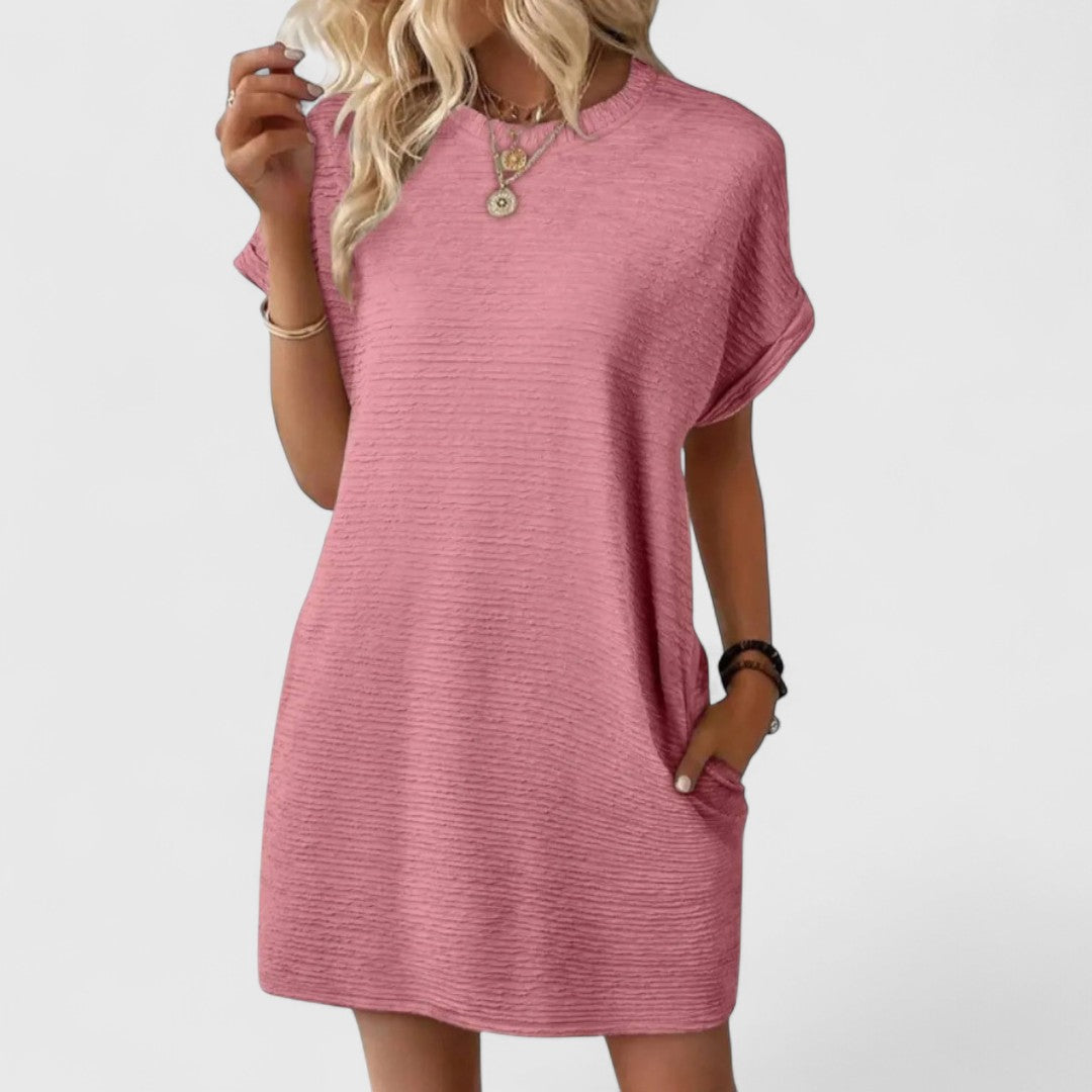 Angela - Rochie casual minimalistă cu decolteu rotund