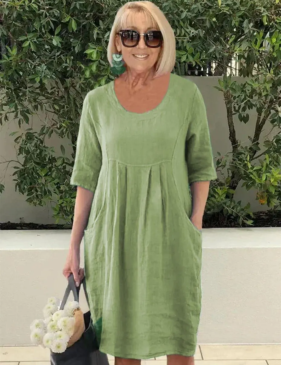 Marley - Rochie lejeră din in cu buzunare