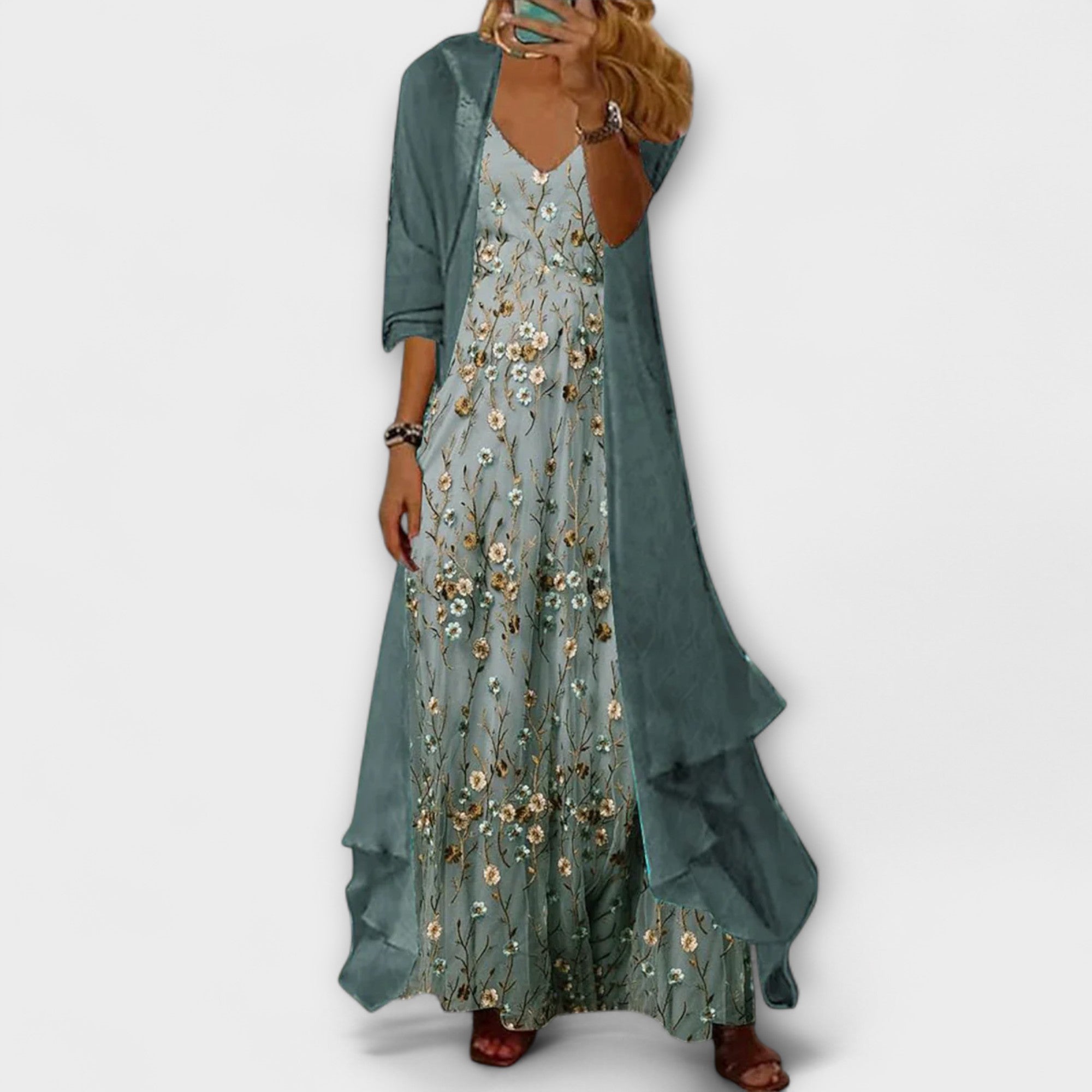 Mara - Rochie maxi cu jachetă (Set de 2 piese)