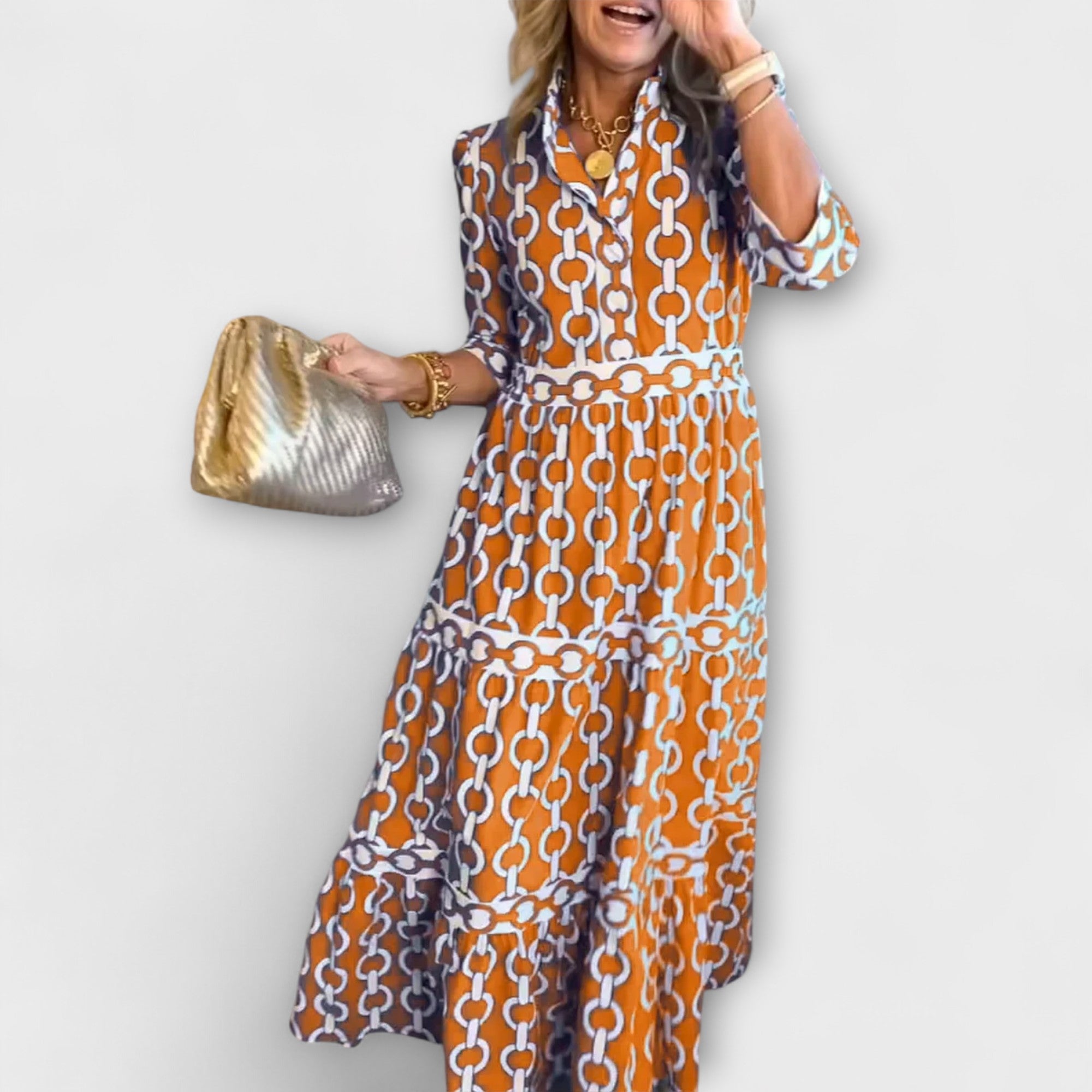 Juliette - Rochie midi cu model de lanț
