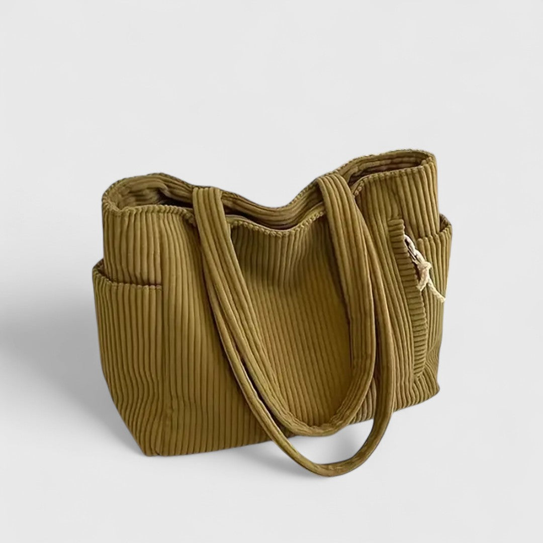 Veronica - Geantă shopper din material texturat cu detaliu din șnur