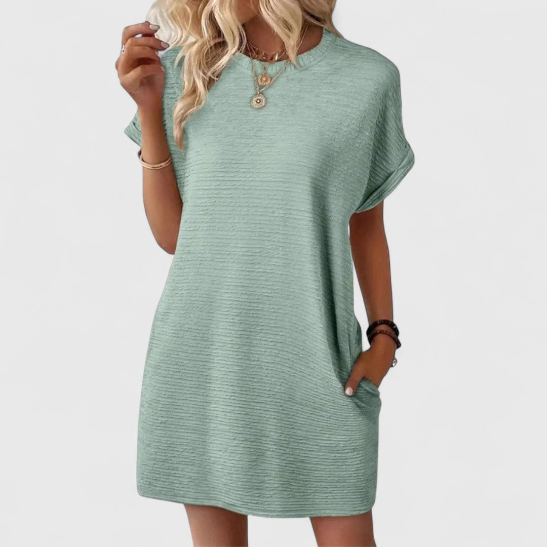 Angela - Rochie casual minimalistă cu decolteu rotund