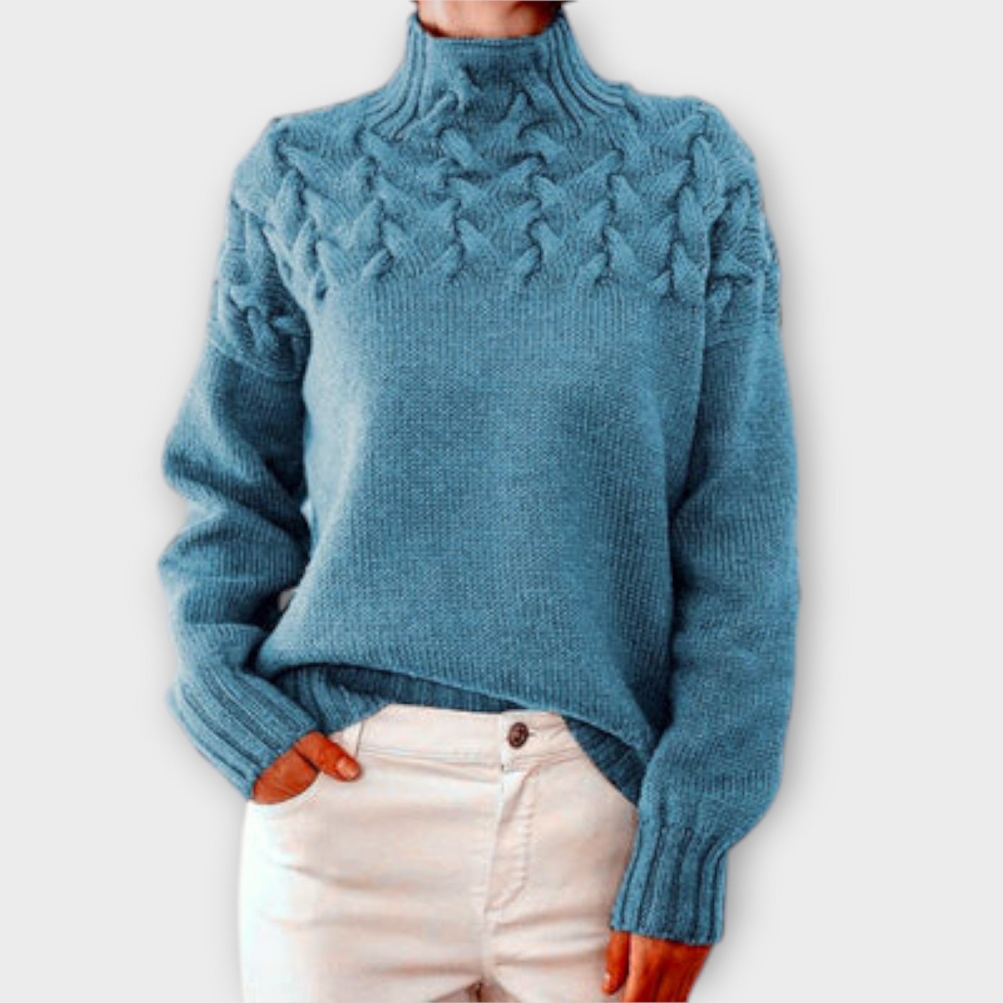 Eva - Pulover dama cu detaliu tricot împletit