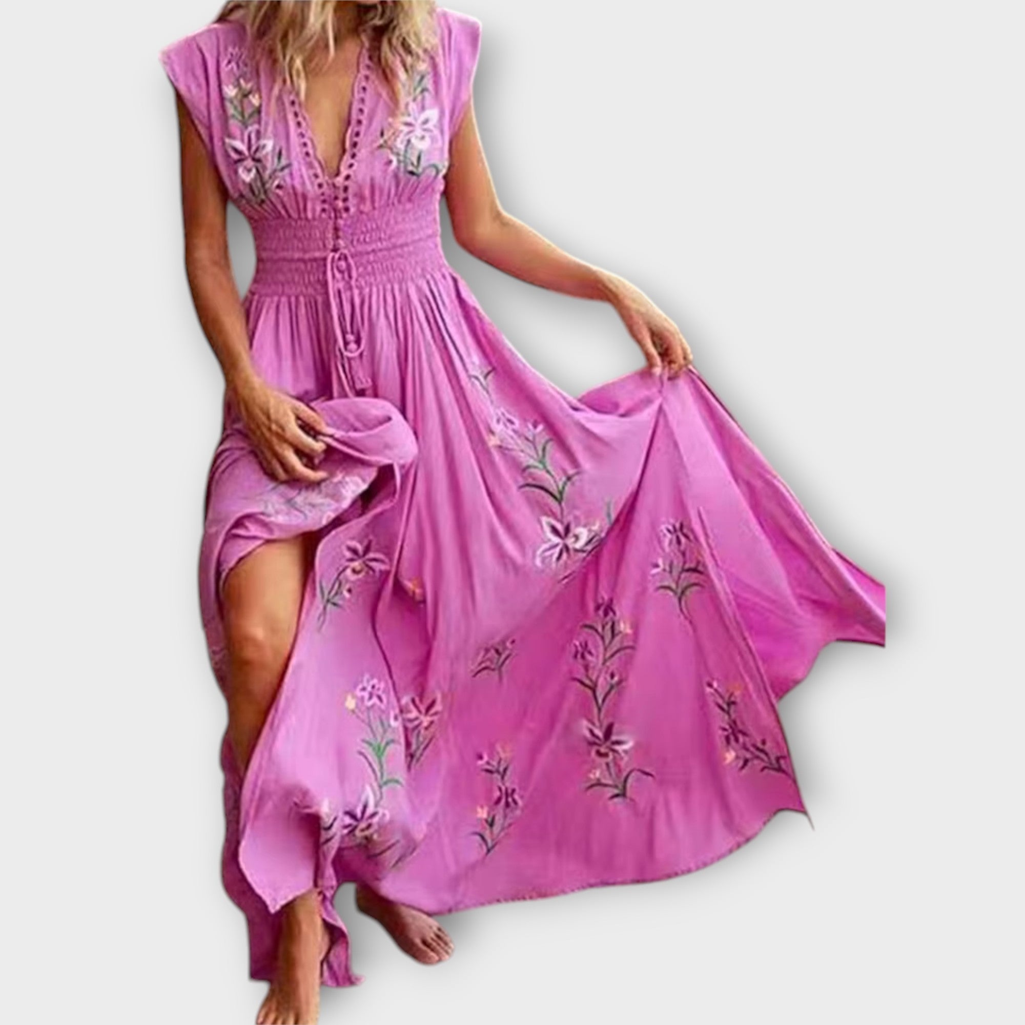 Felizia – Rochie boho cu broderii fermecătoare