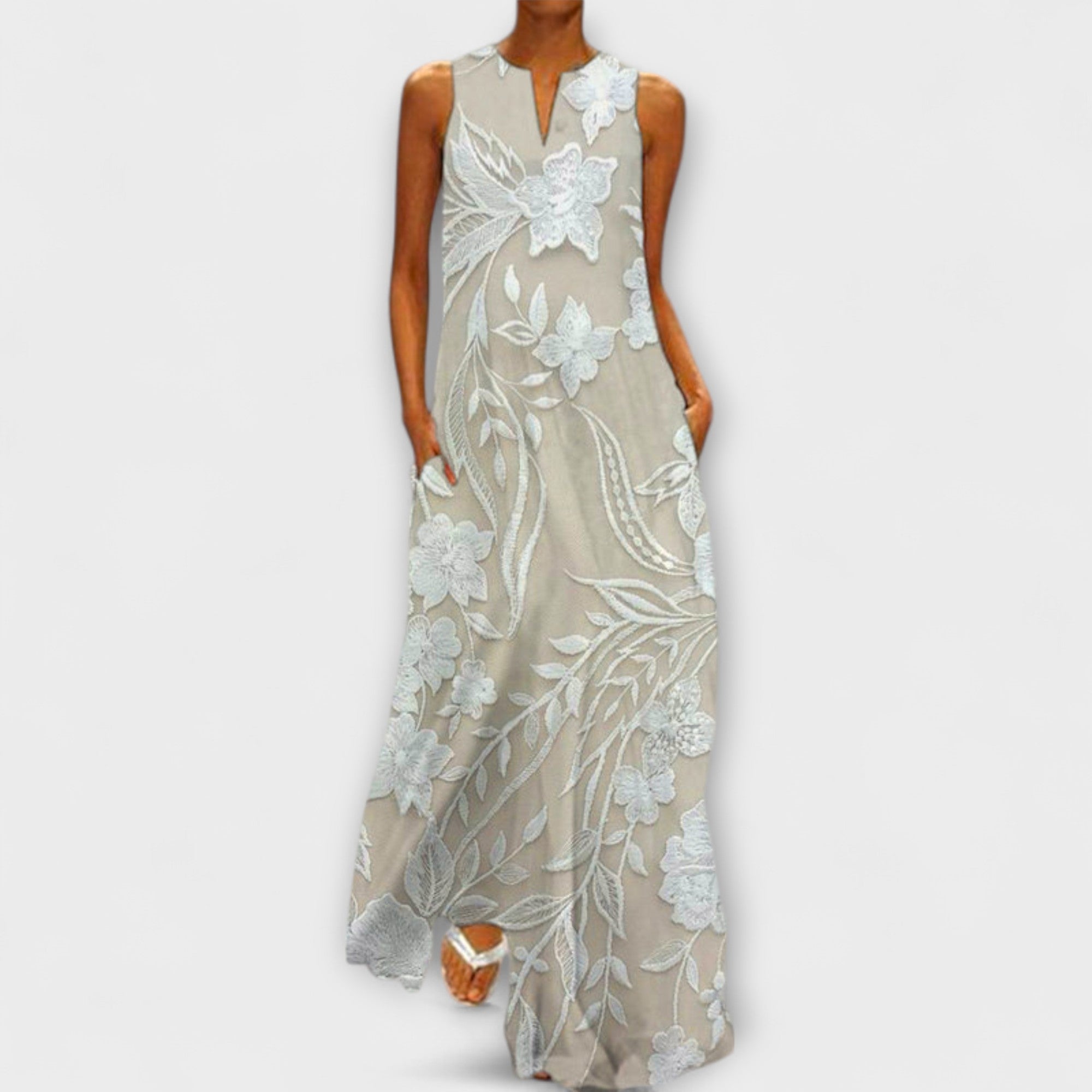Camila – Rochie maxi botanică cu imprimeu