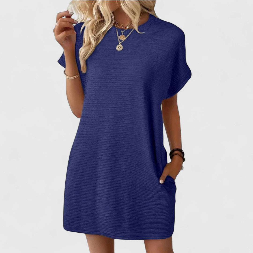 Angela - Rochie casual minimalistă cu decolteu rotund