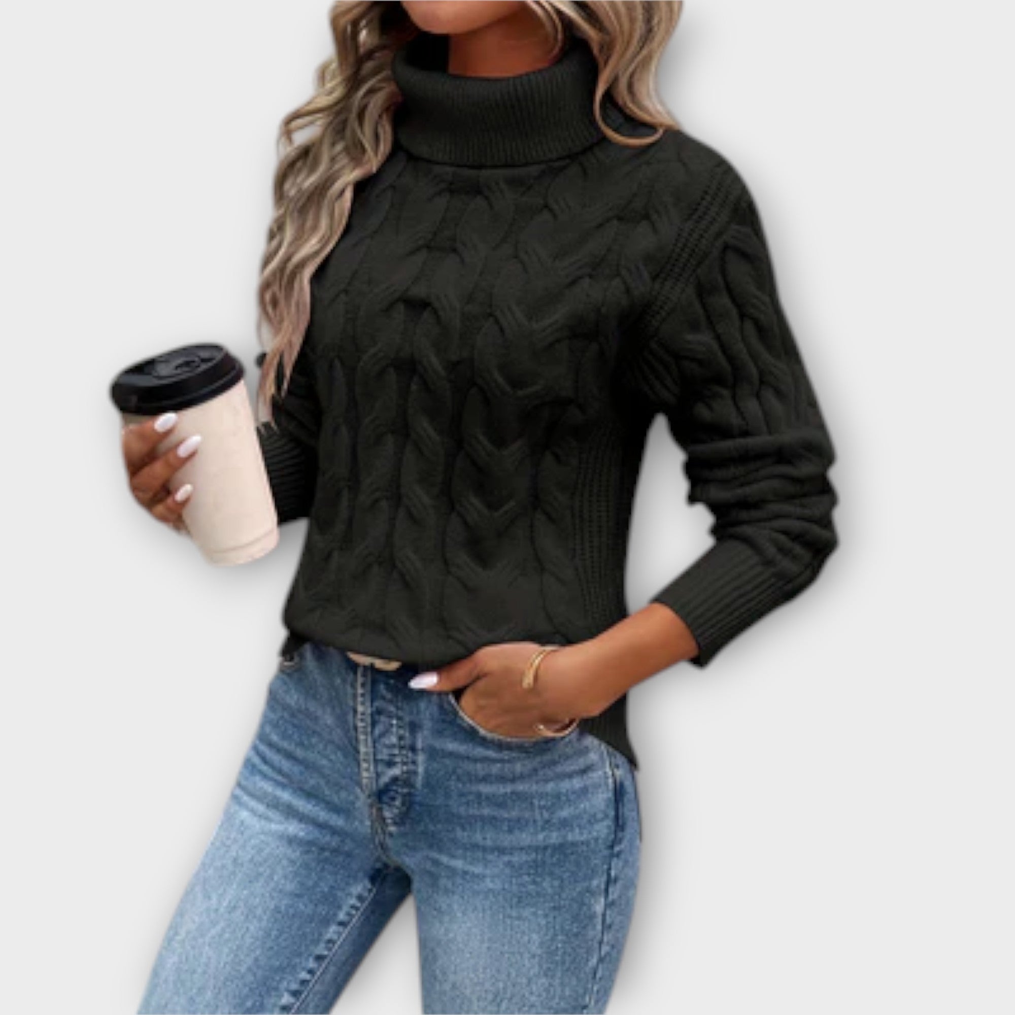 Amelia – Pulover elegant cu guler înalt din tricot