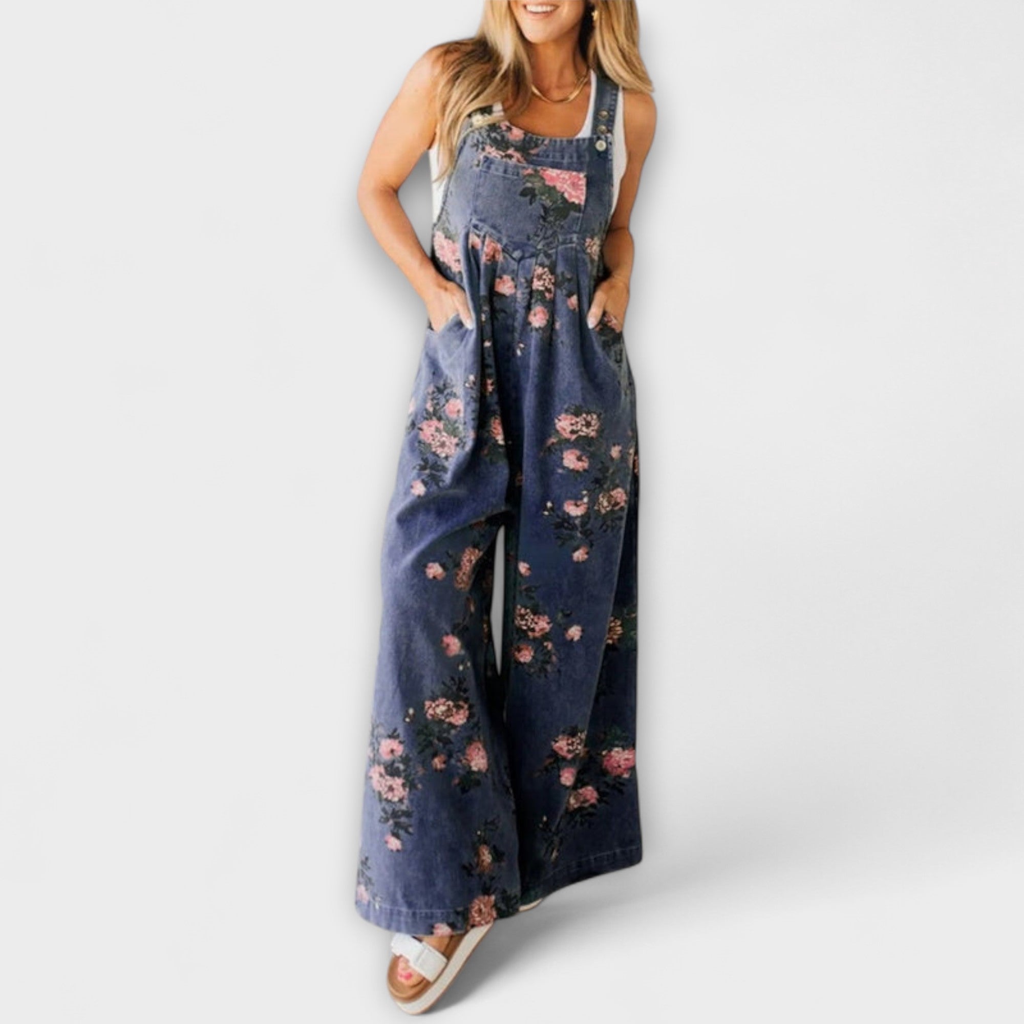 Mirona - pantaloni dungă din denim cu croială lejeră