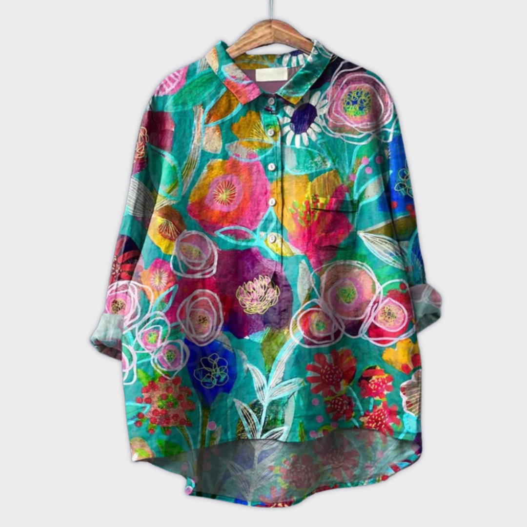 Magdalena - Bluza pentru femei făcută manual, cu design floral