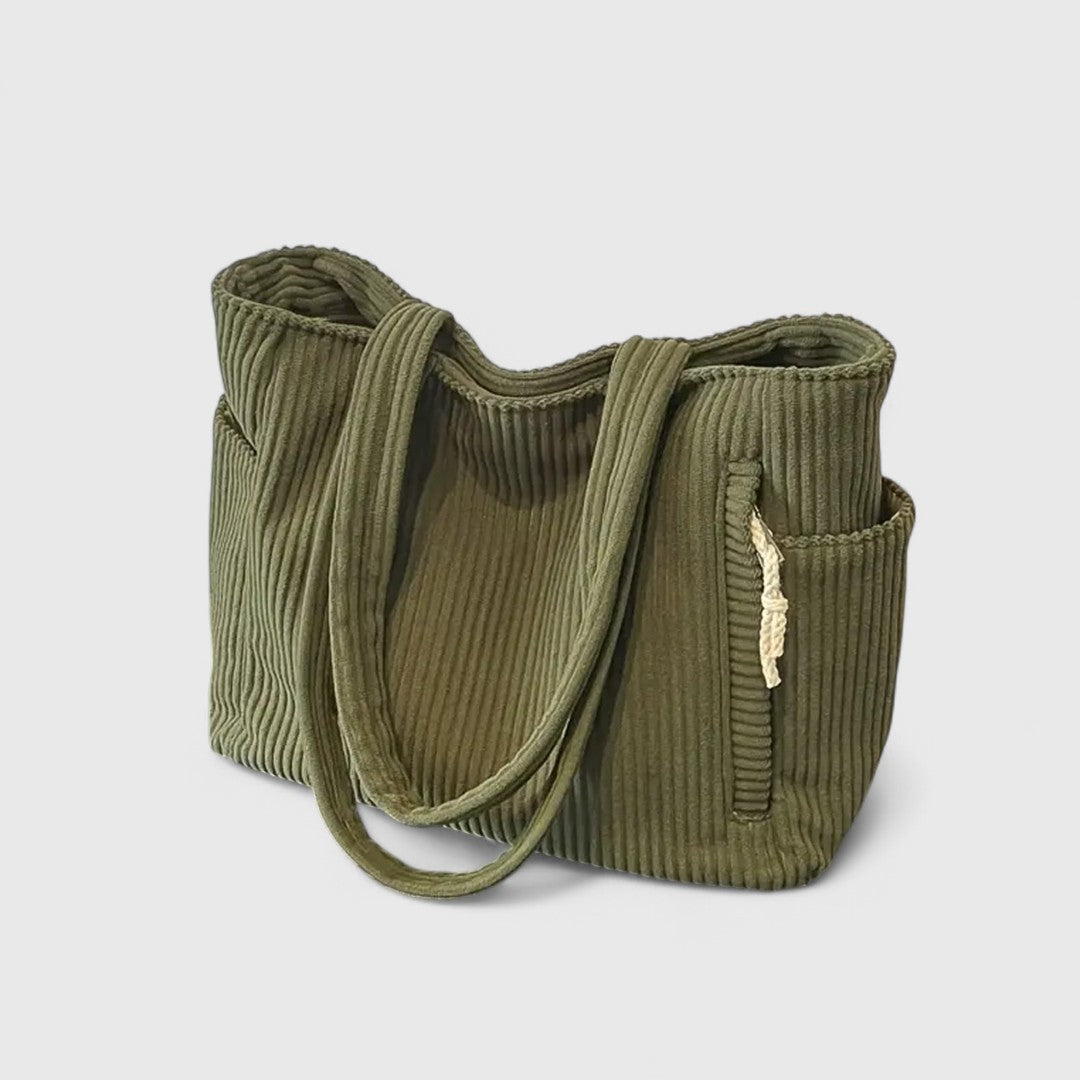 Veronica - Geantă shopper din material texturat cu detaliu din șnur