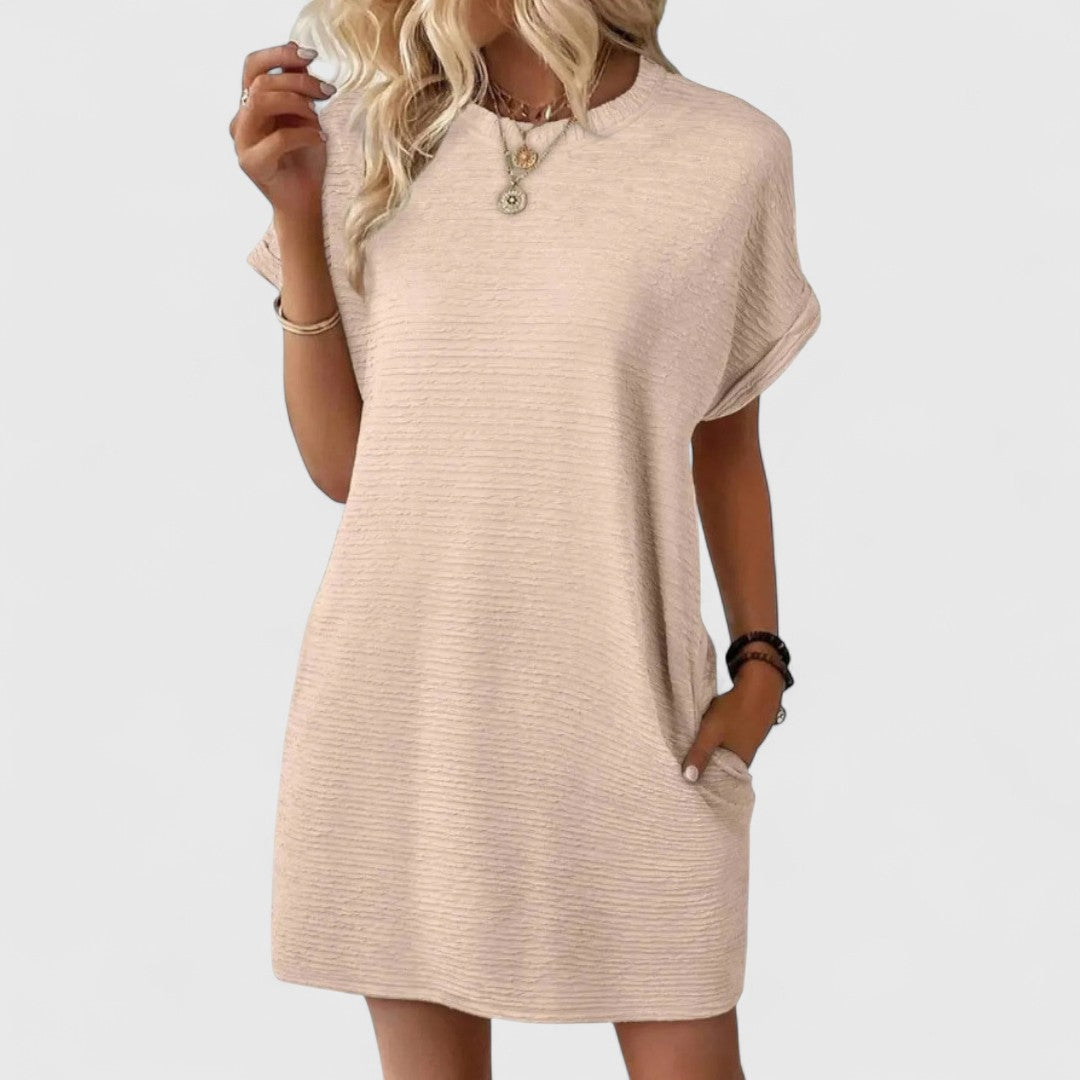 Angela - Rochie casual minimalistă cu decolteu rotund