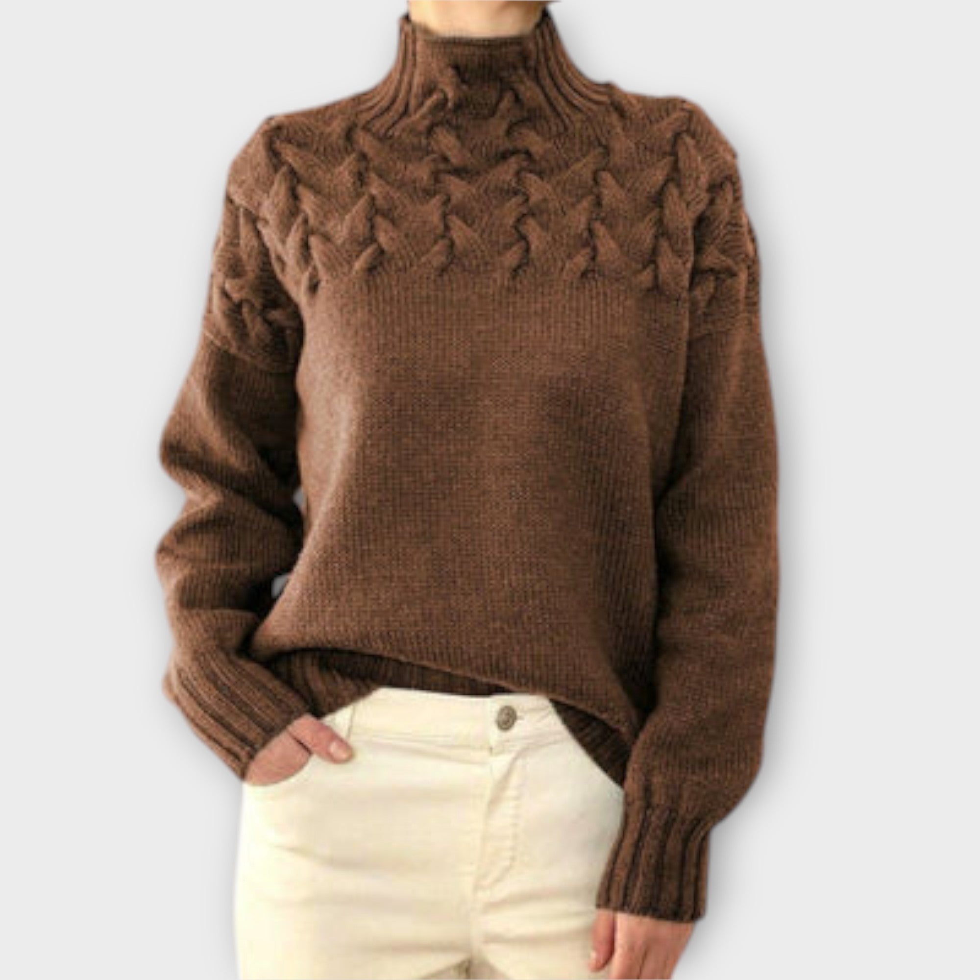Eva - Pulover dama cu detaliu tricot împletit