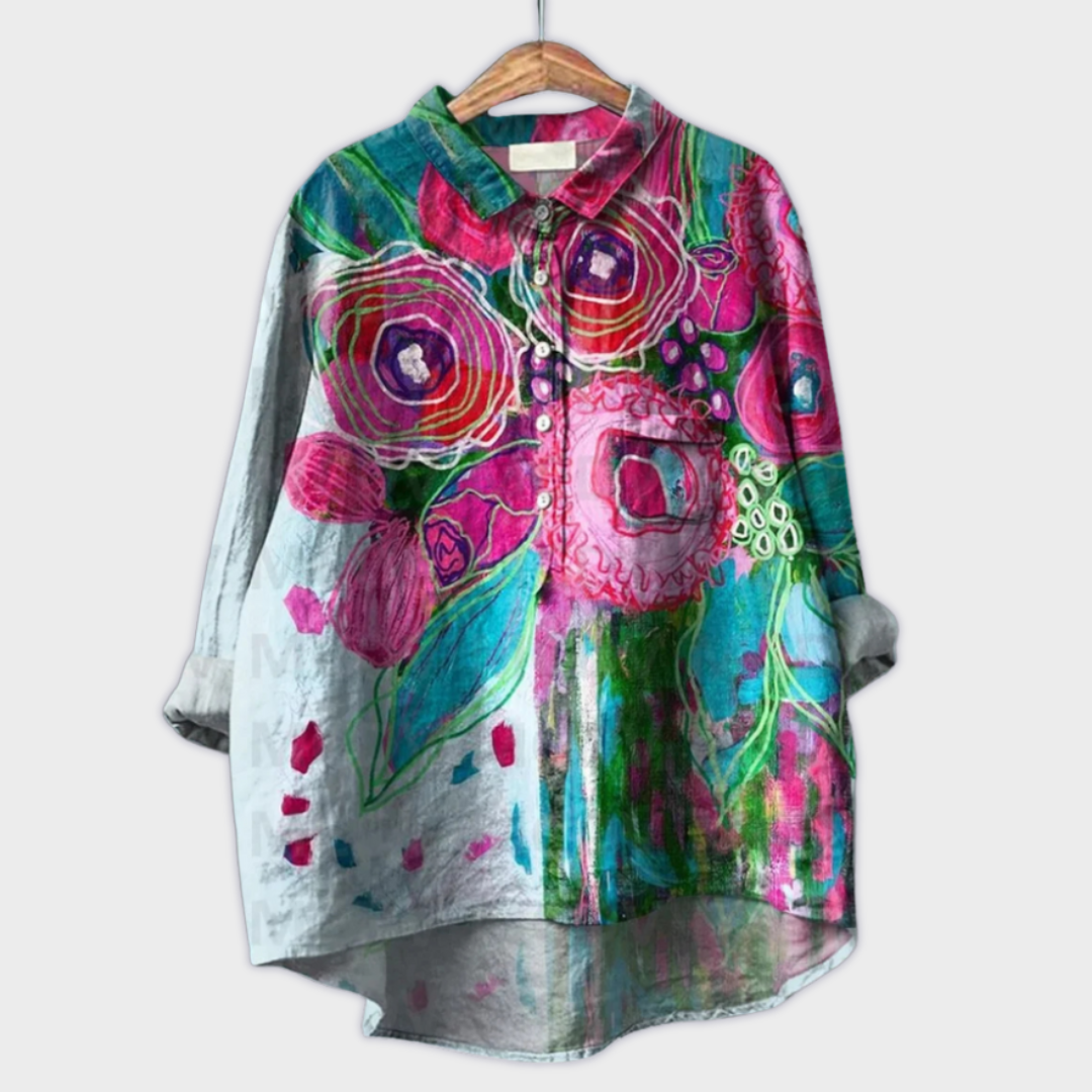 Magdalena - Bluza pentru femei făcută manual, cu design floral