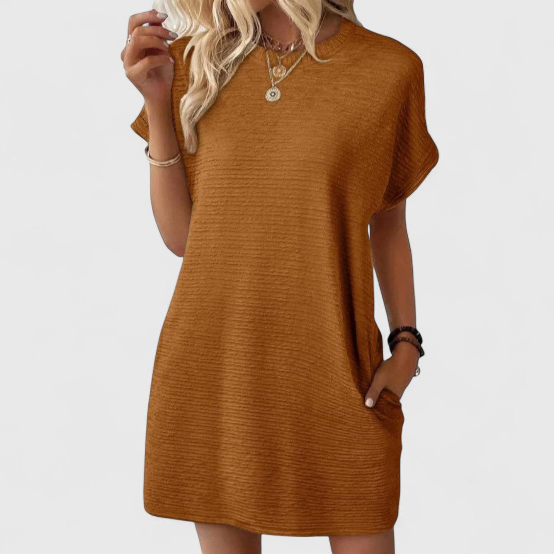 Angela - Rochie casual minimalistă cu decolteu rotund