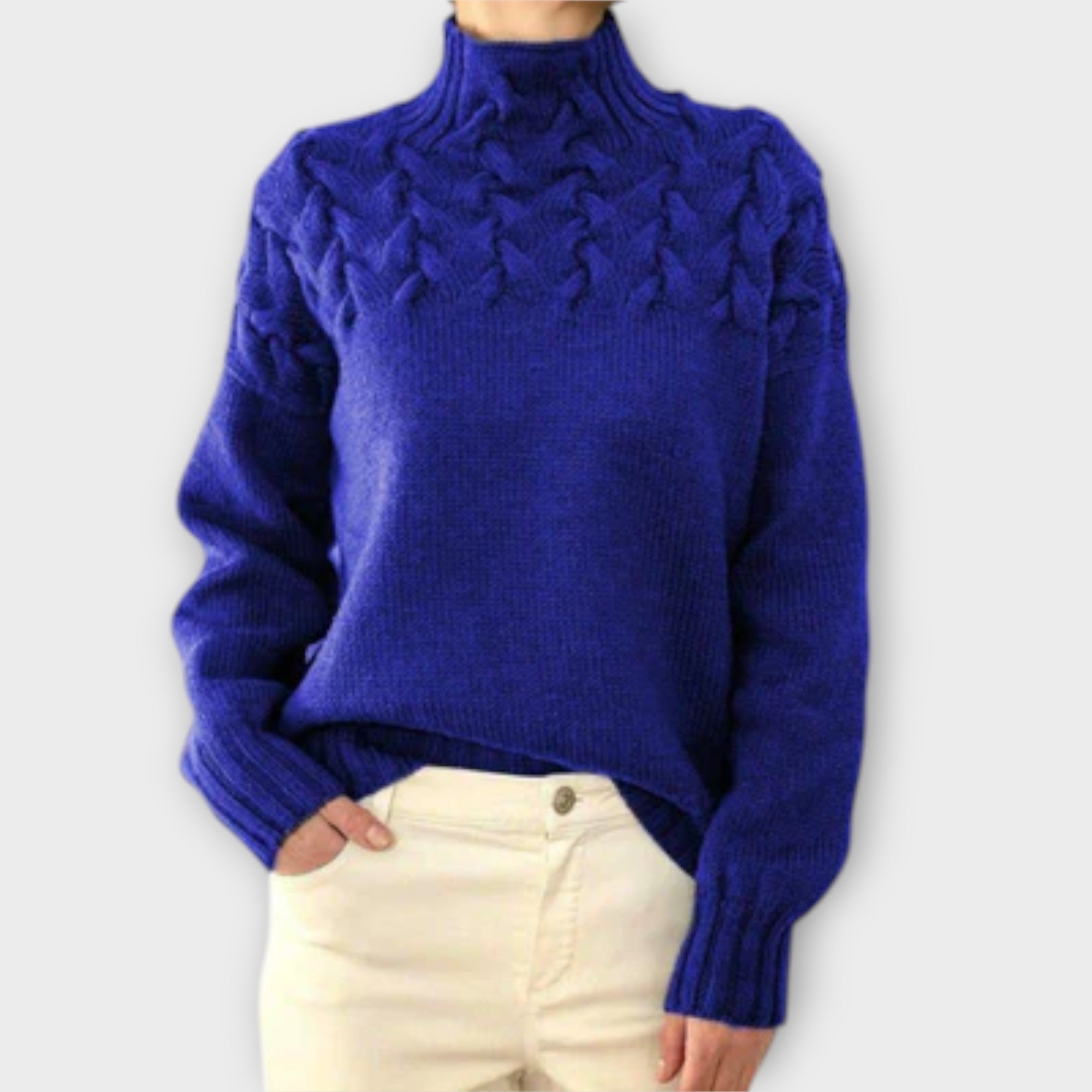 Eva - Pulover dama cu detaliu tricot împletit