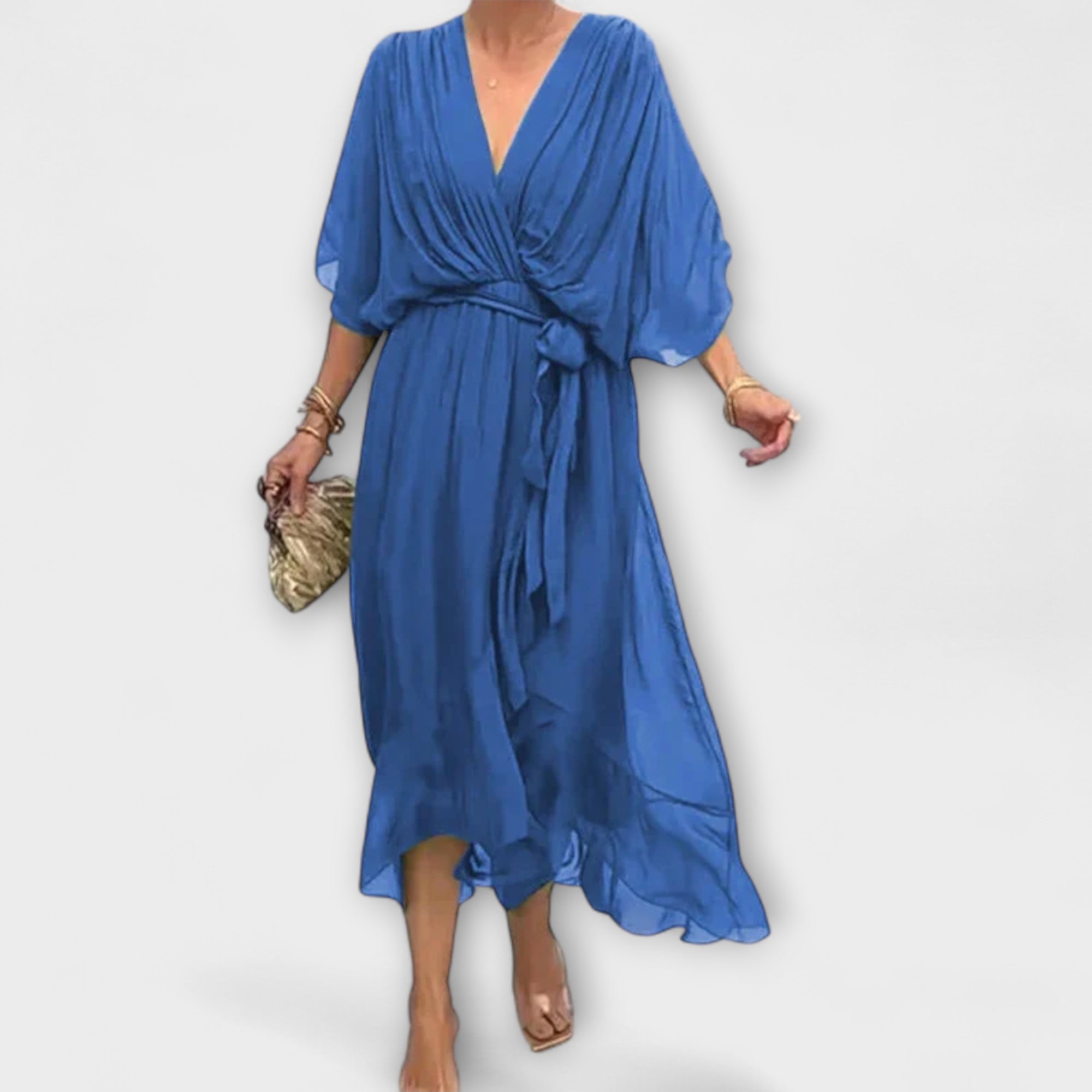 Amoura - Rochie din chiffon cu decolteu înV