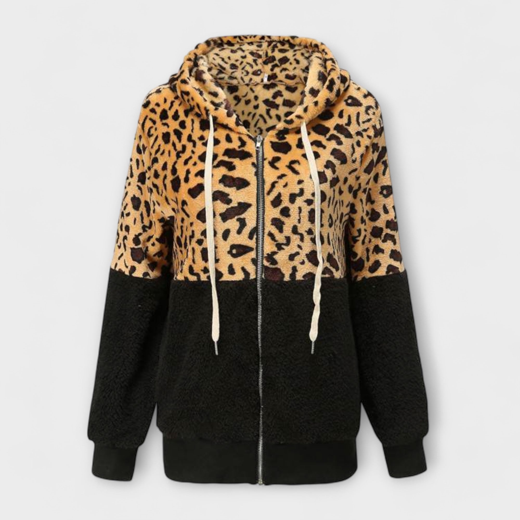 Lea - Hanorac cu glugă din fleece cu design leopard