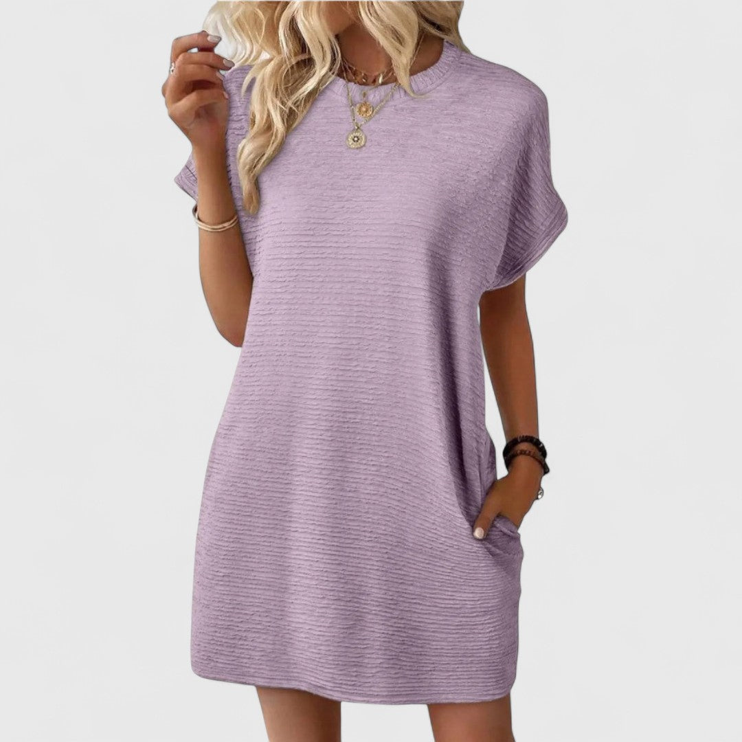 Angela - Rochie casual minimalistă cu decolteu rotund
