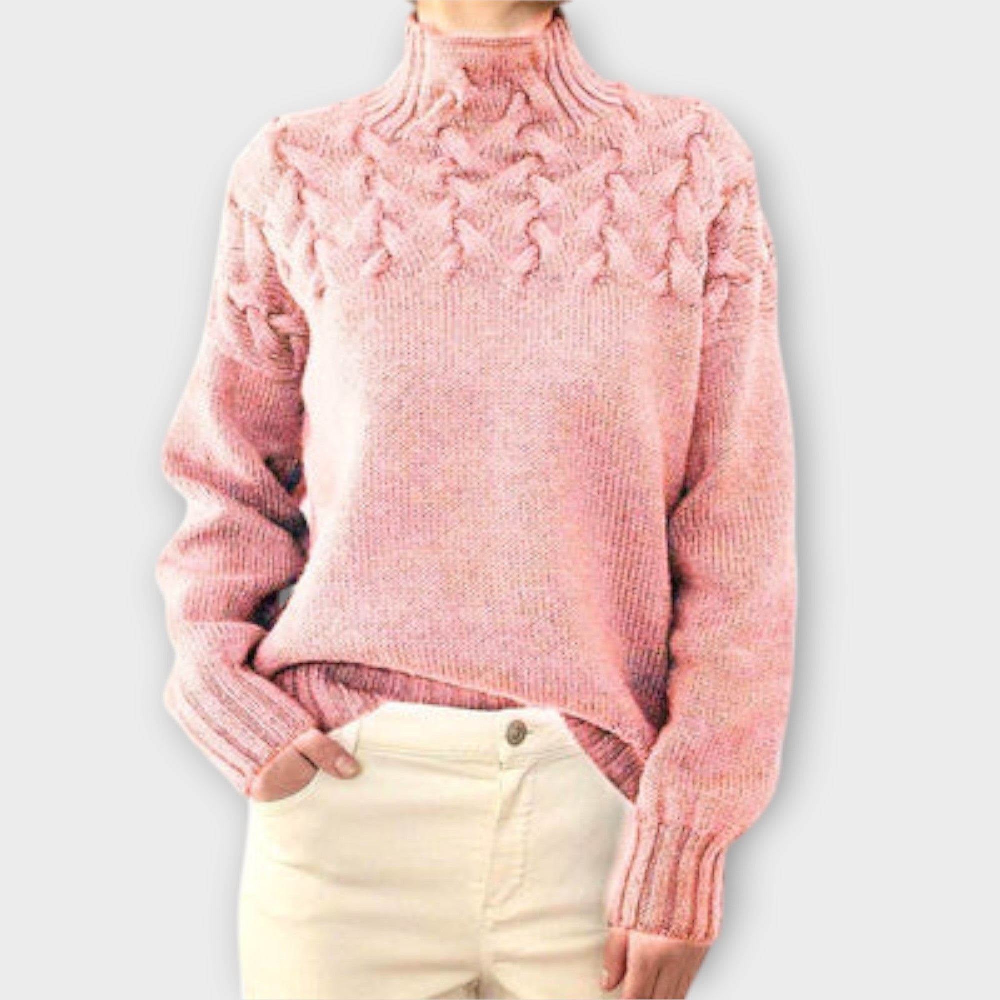 Eva - Pulover dama cu detaliu tricot împletit