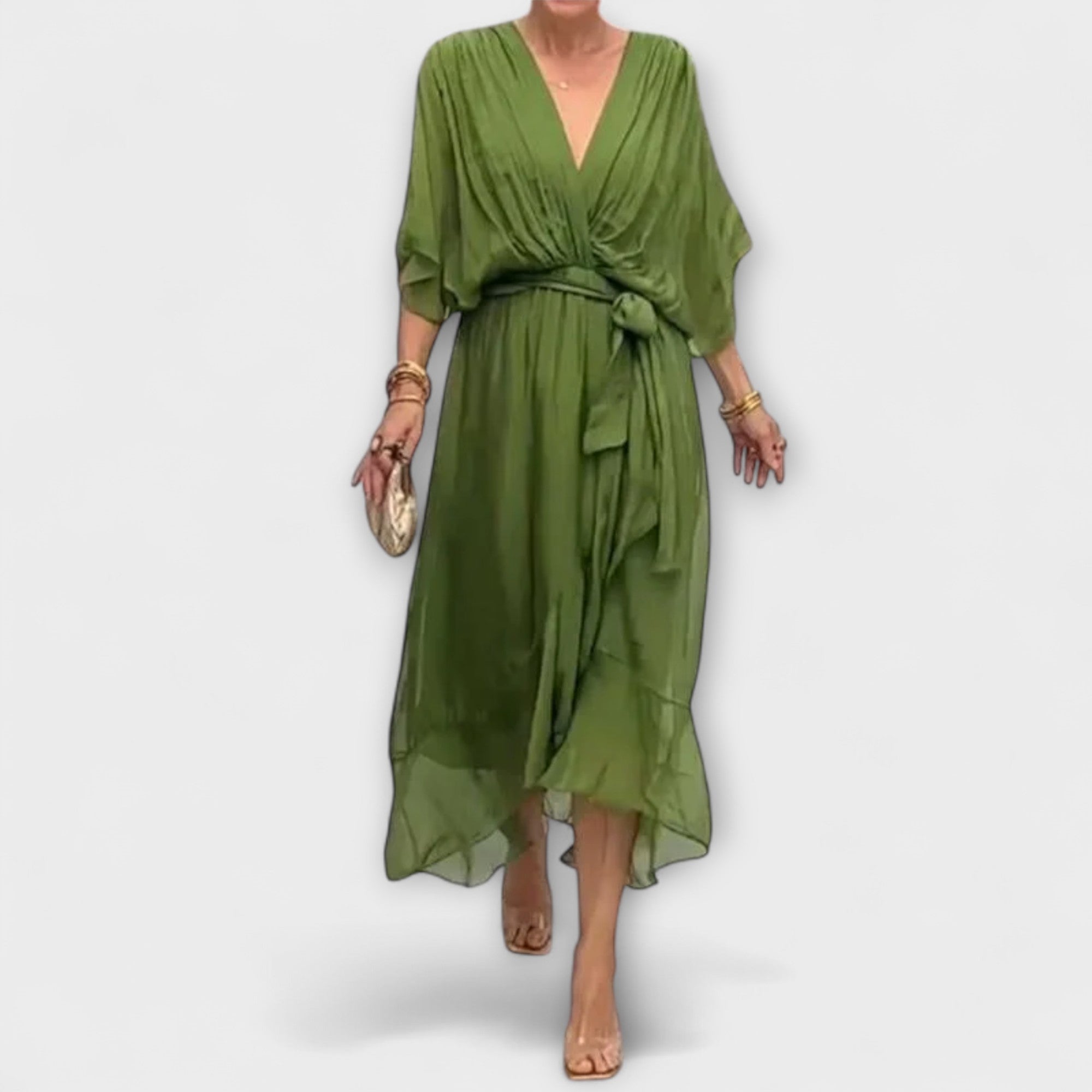 Amoura - Rochie din chiffon cu decolteu înV