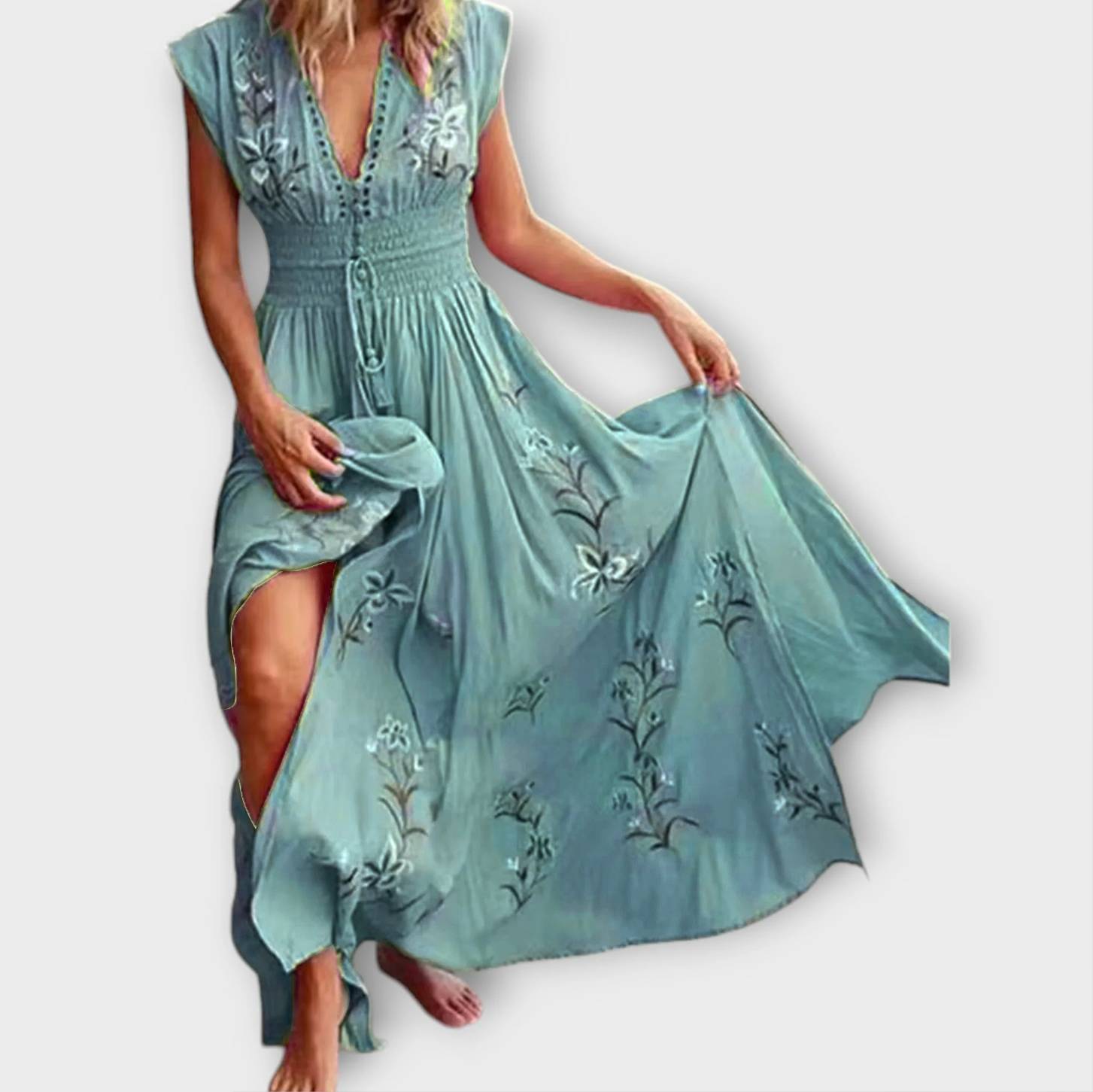 Felizia – Rochie boho cu broderii fermecătoare