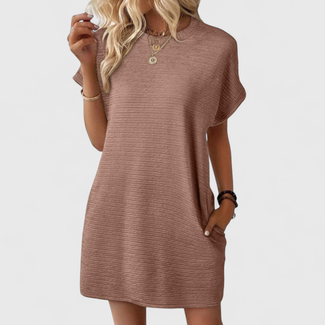 Angela - Rochie casual minimalistă cu decolteu rotund