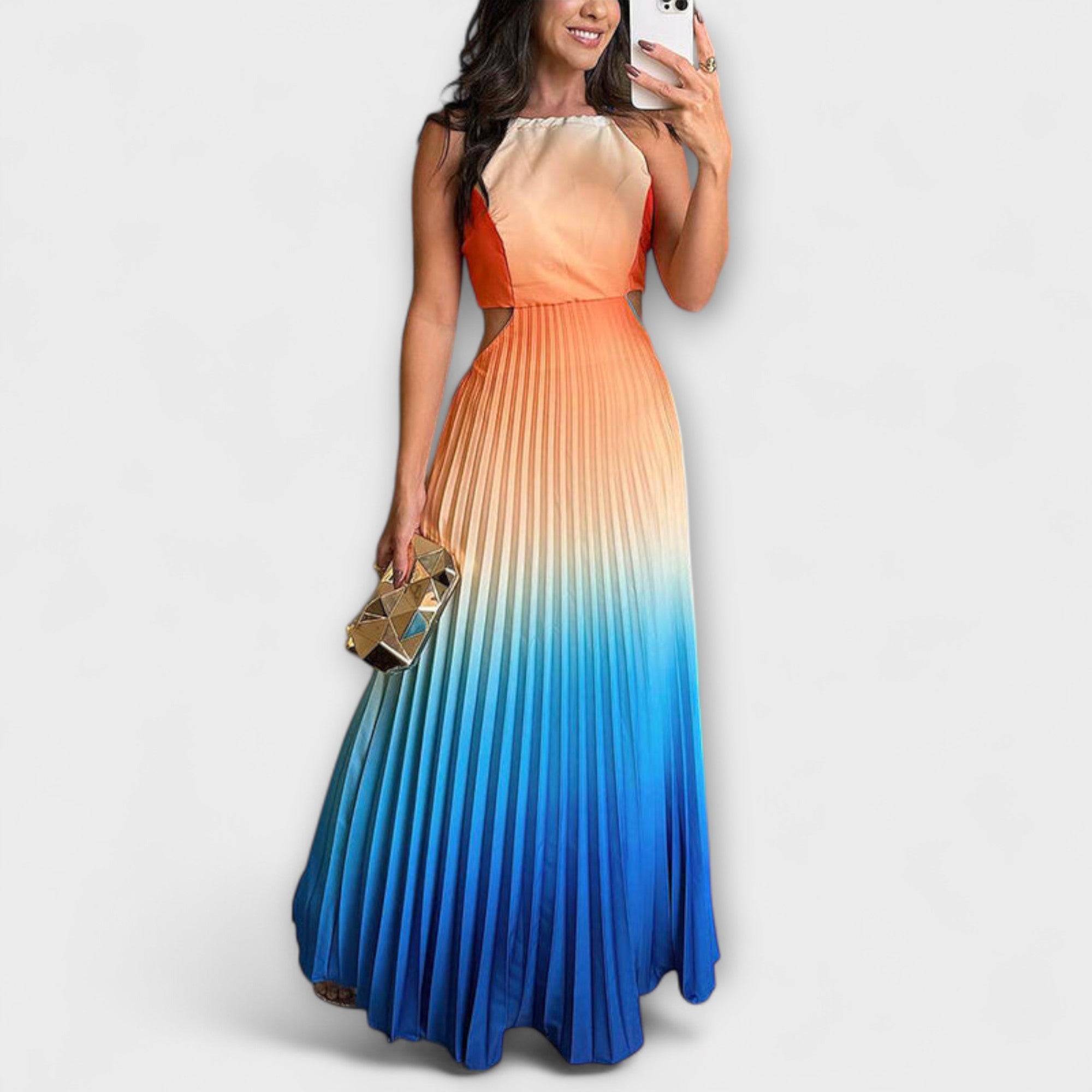 Haven - Rochie maxi cu gradient fără cravata și urme de pliere elegantă