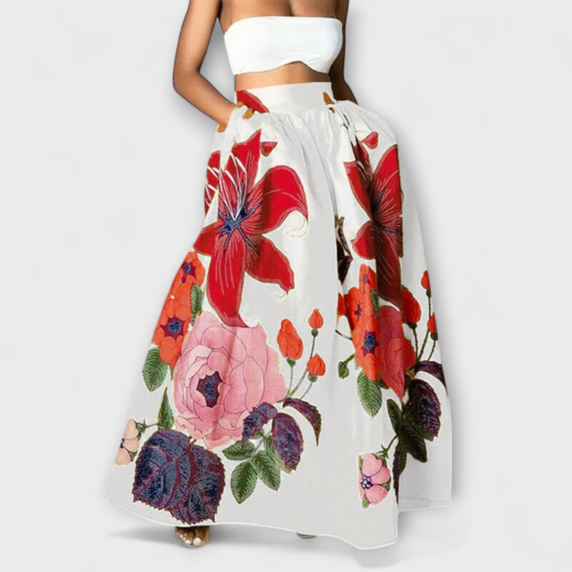 Ysolda - Rochie elegantă cu talie înaltă și imprimeu floral