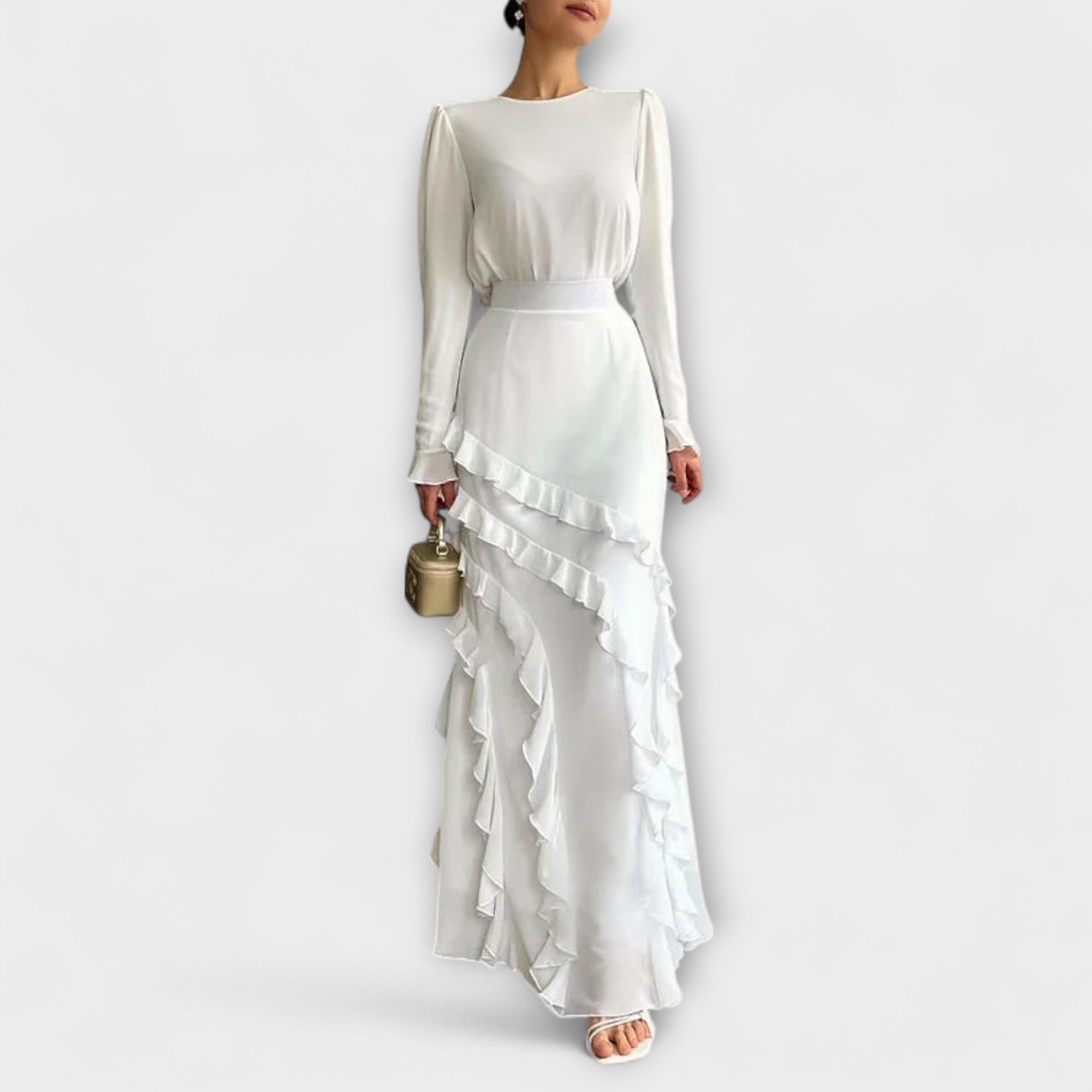 Fallon - Rochie slim fit cu volane tridimensionale