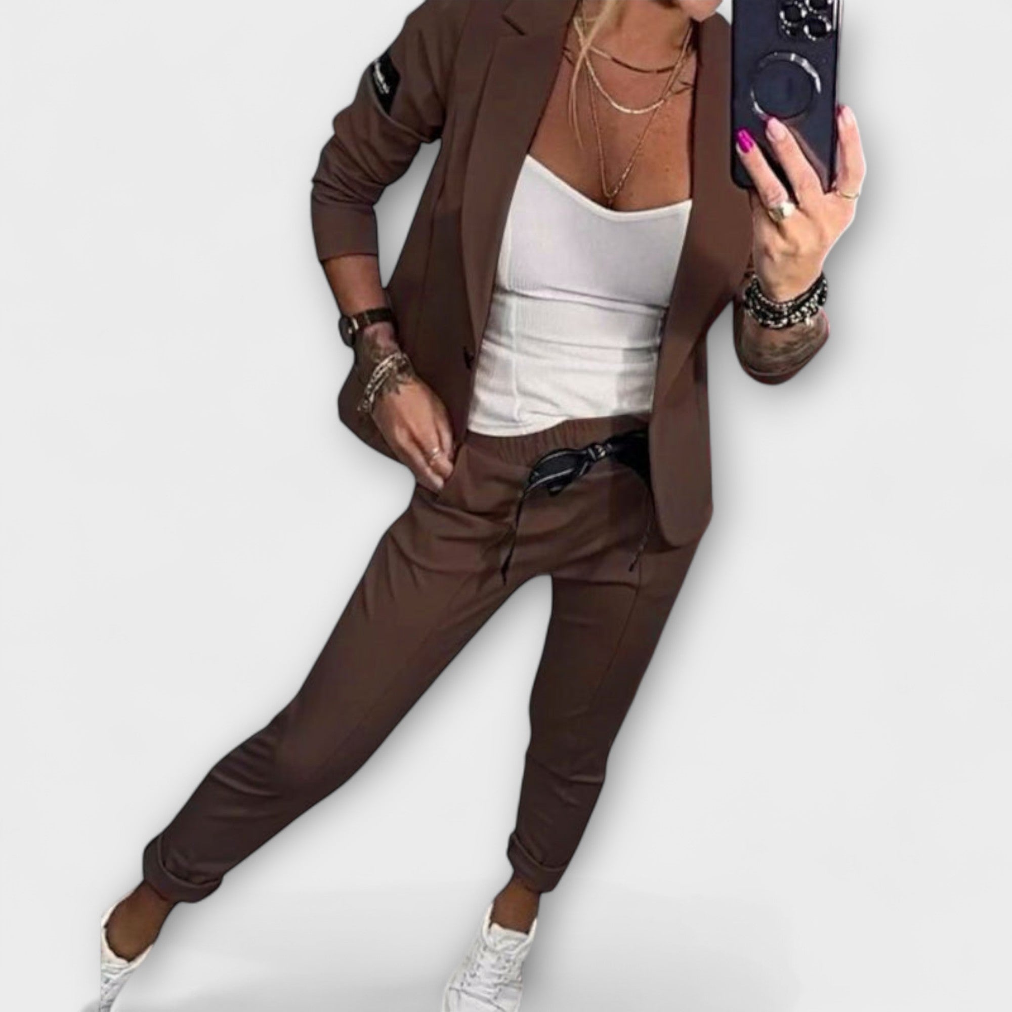 Malou - Set coordonat din top, jachetă și pantaloni
