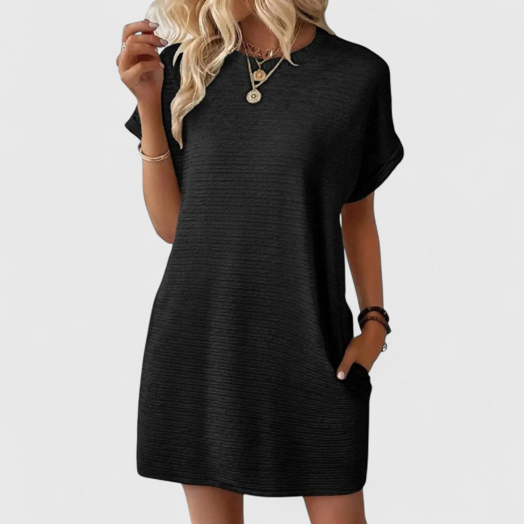 Angela - Rochie casual minimalistă cu decolteu rotund