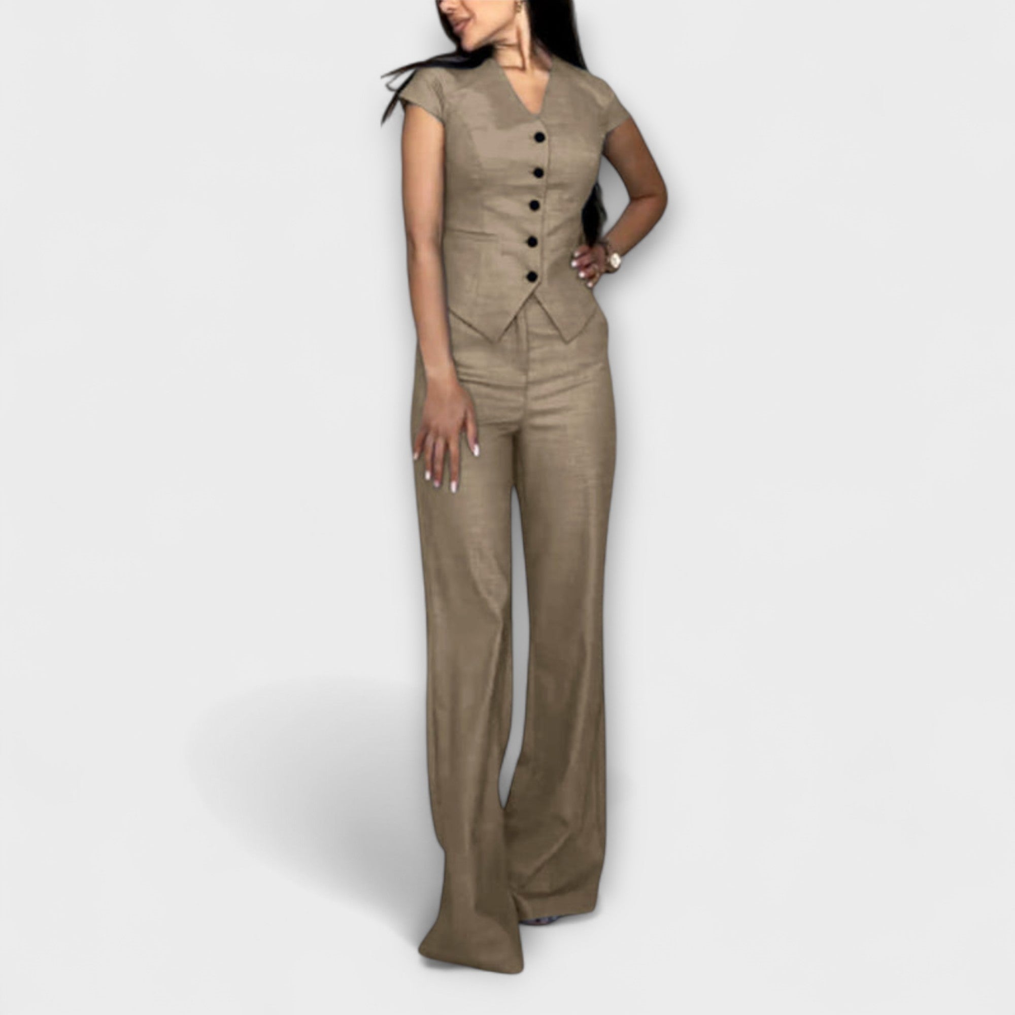 Set din top cu decolteu în V și pantaloni Ivy