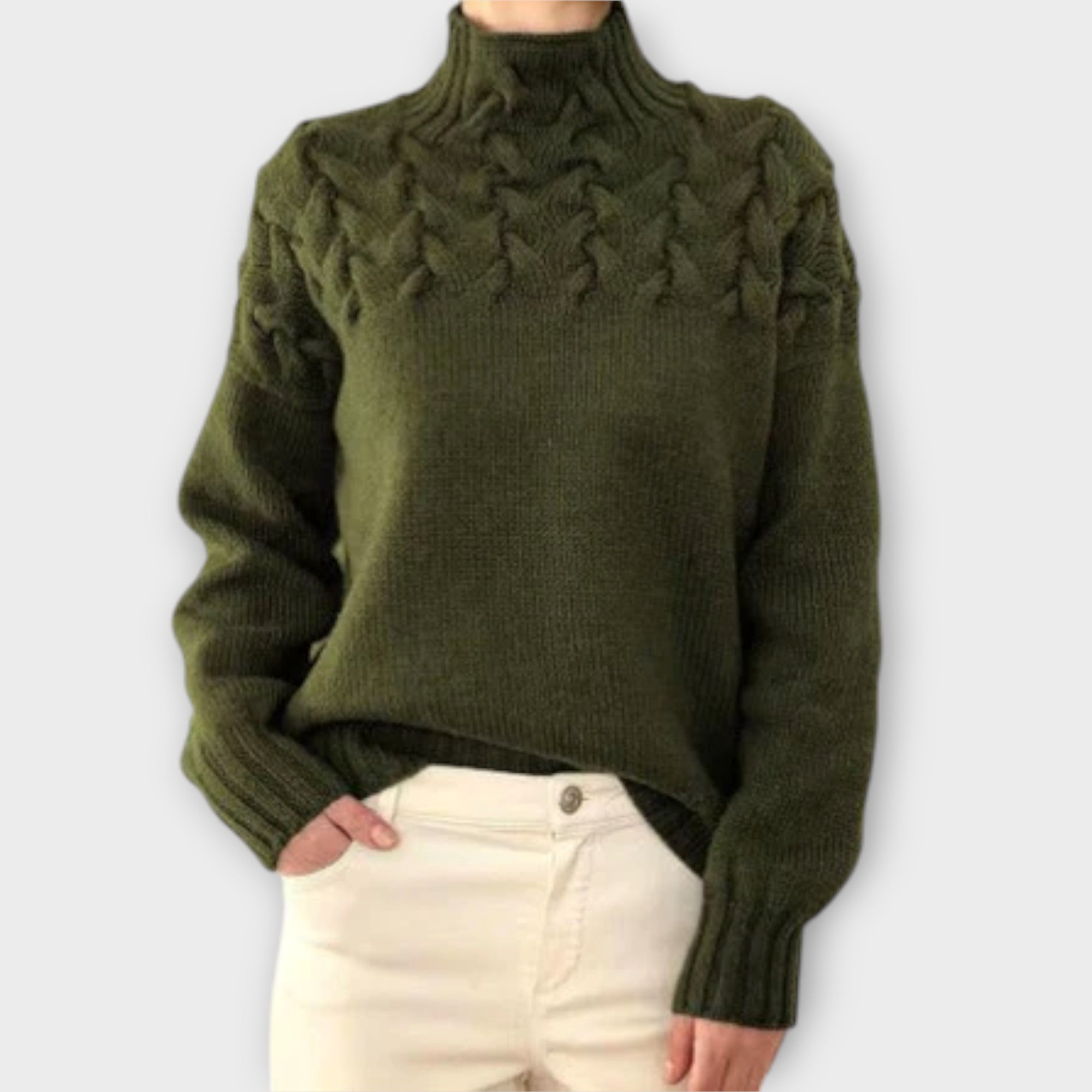 Eva - Pulover dama cu detaliu tricot împletit