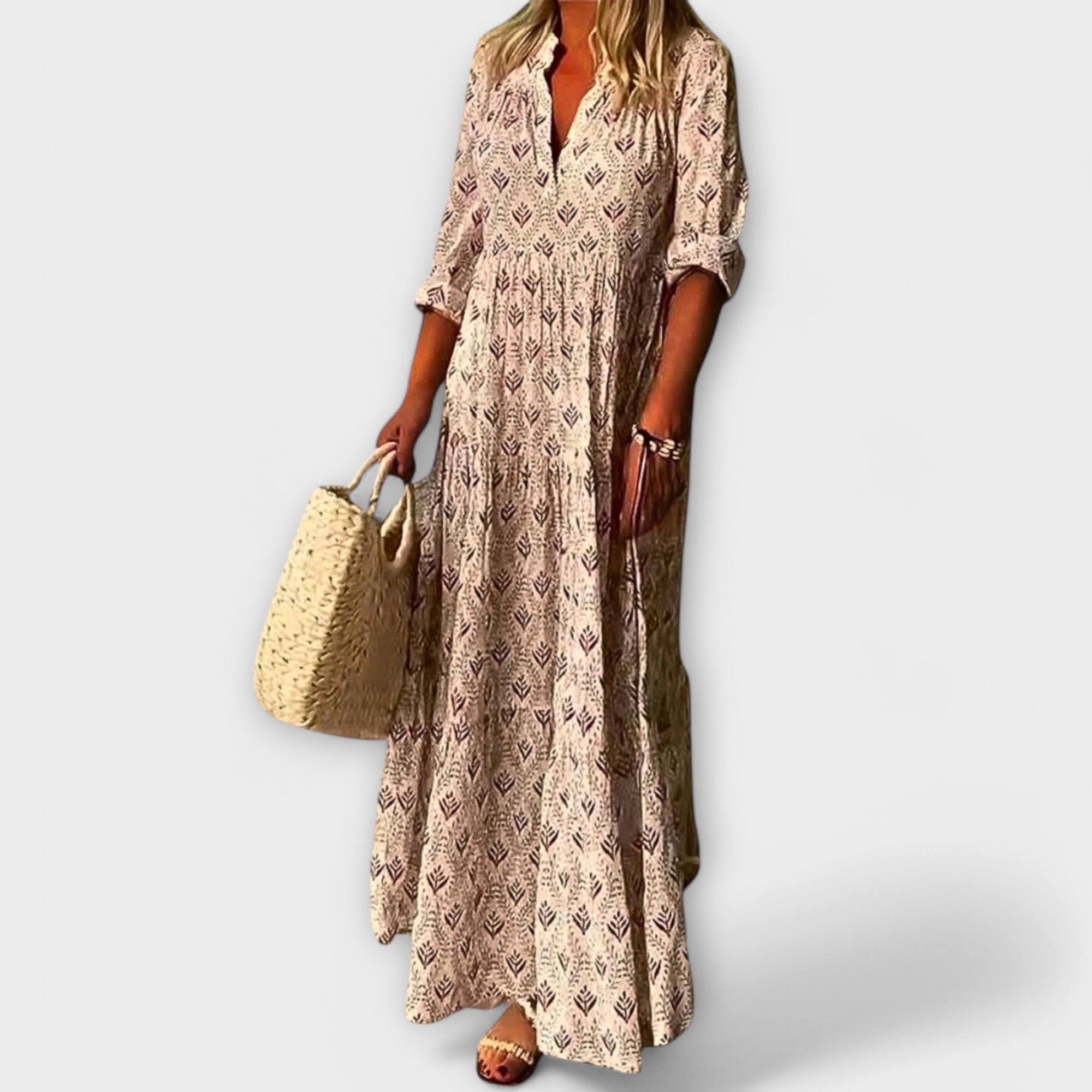 Rochie maxi de primăvară stilată și confortabilă