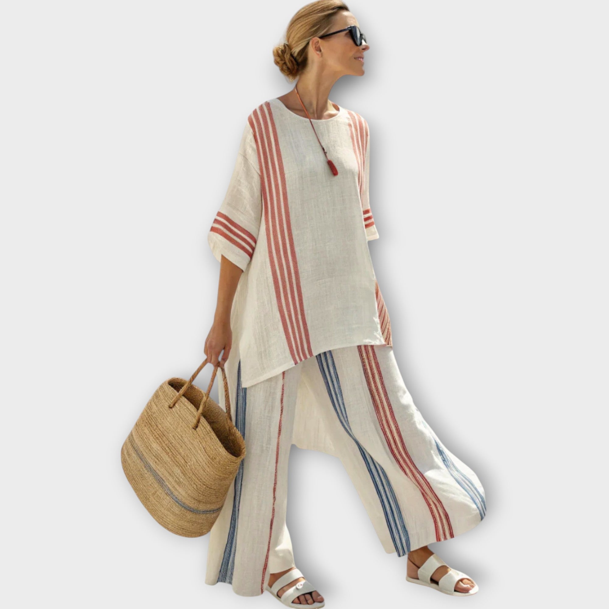 Anila - Set elegant din două piese cu design dungat