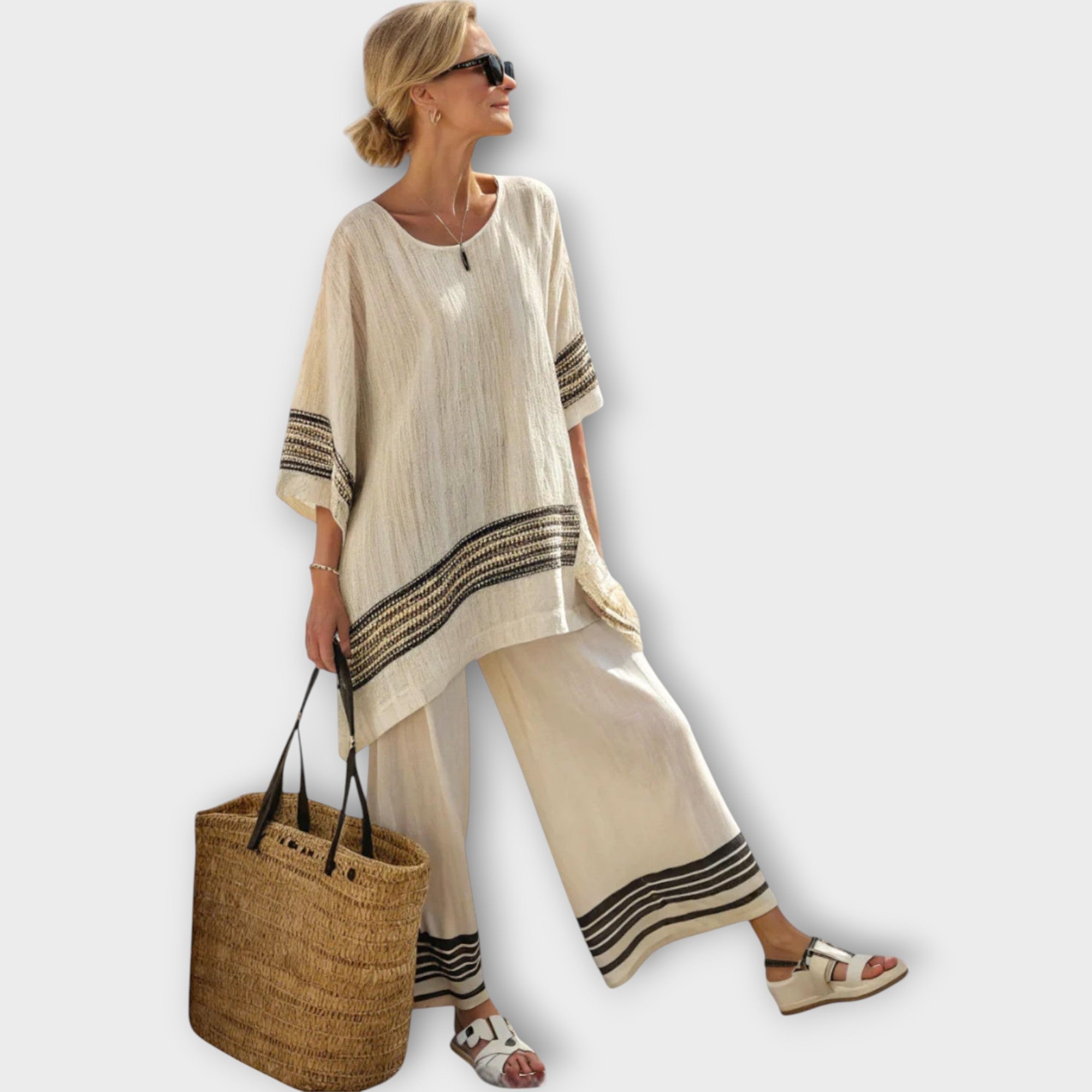 Anila - Set elegant din două piese cu design dungat