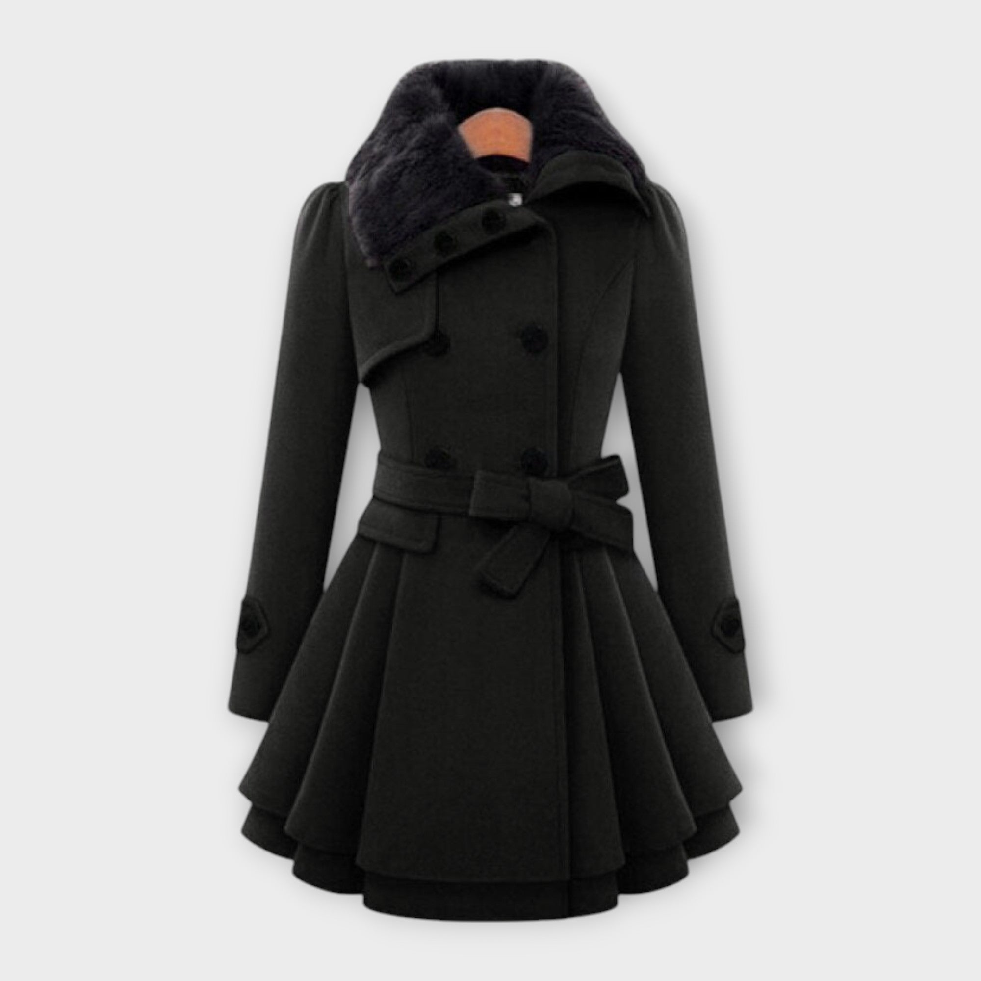 Emma - Palton elegant cu guler din blană artificială